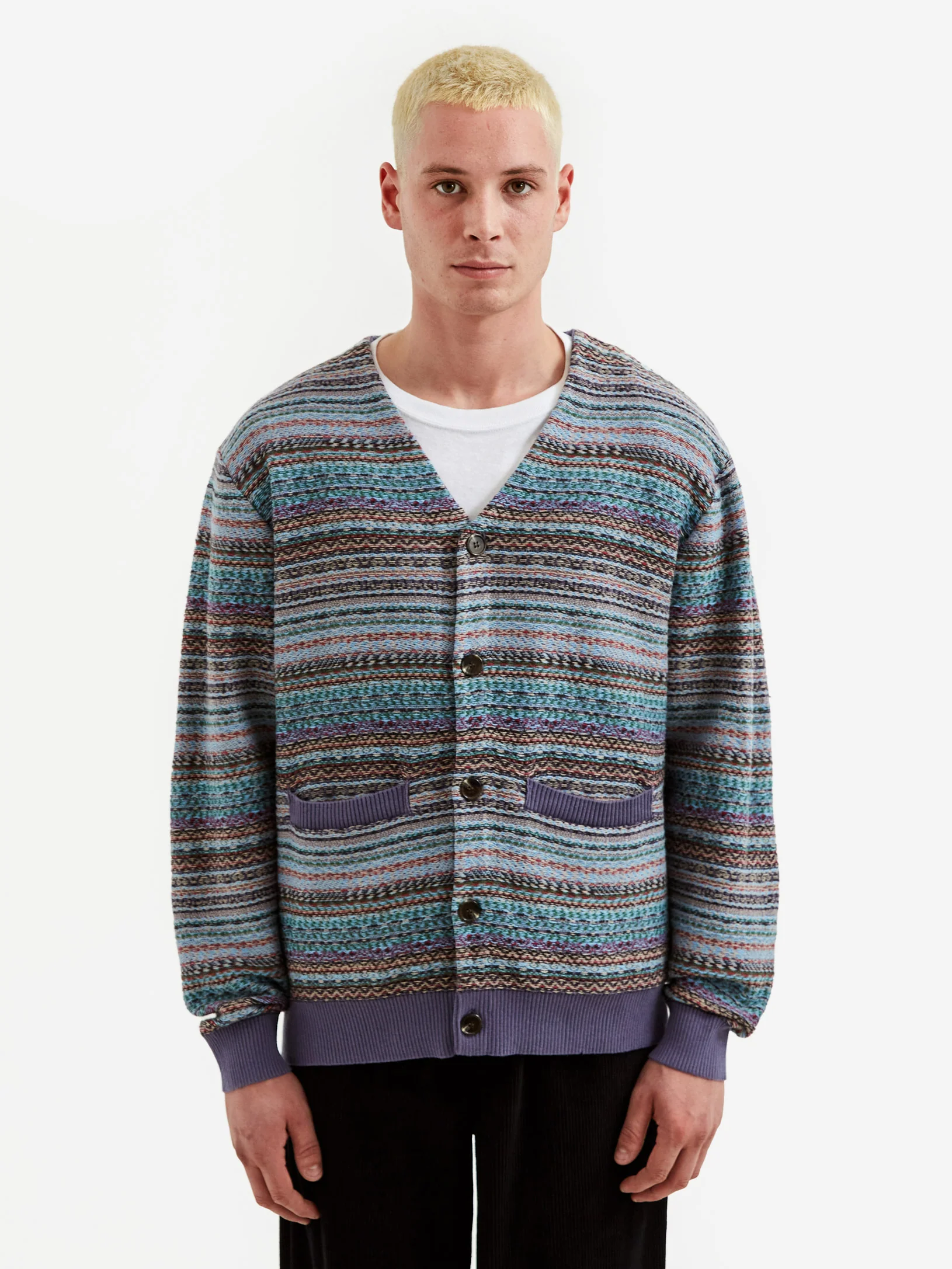 Fucking Awesome Dill Painting Intarsia Cardigan - Purple - Image 5
