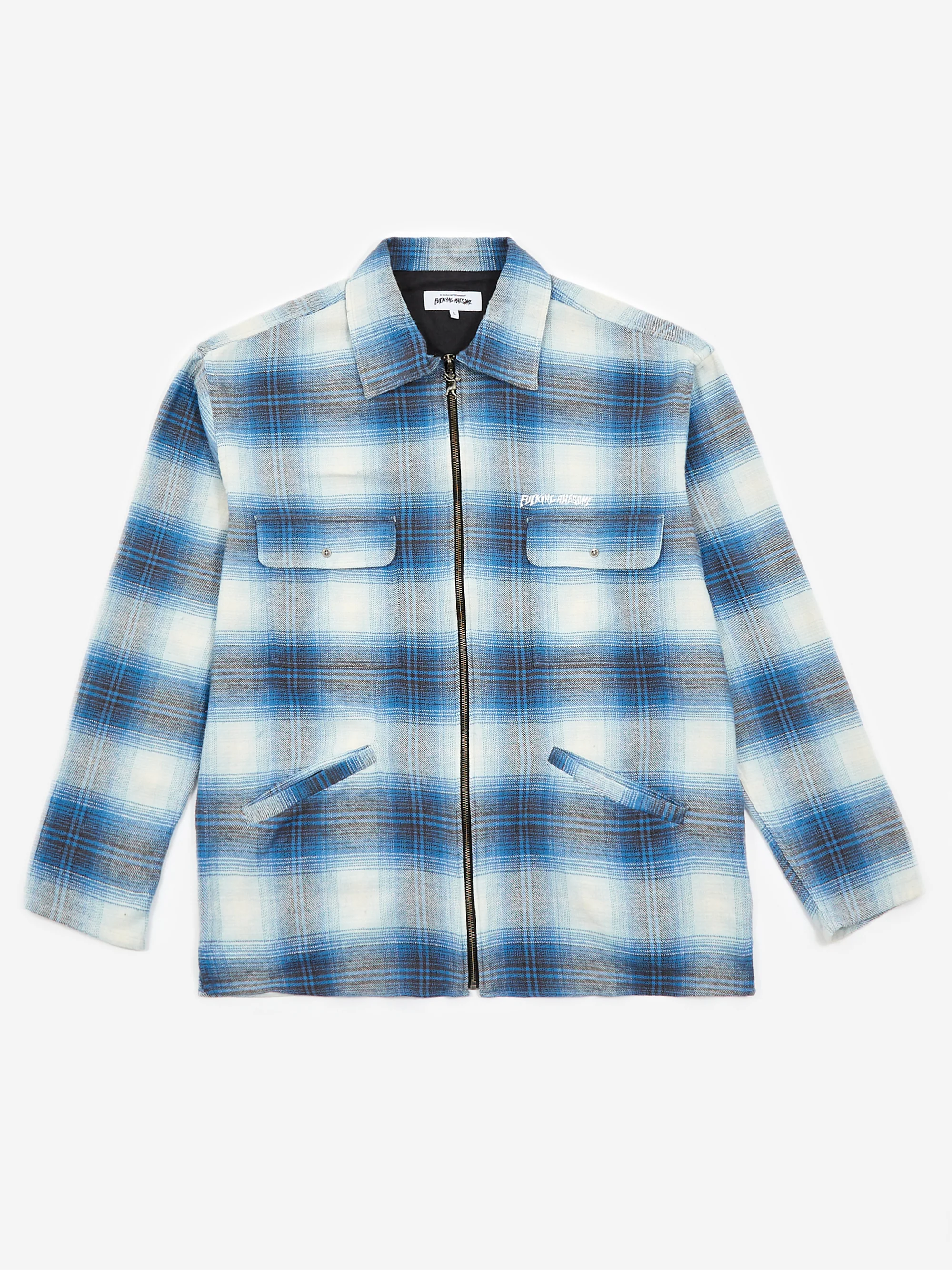 Fucking Awesome Full Zip Flannel Longsleeve Shirt - Blue