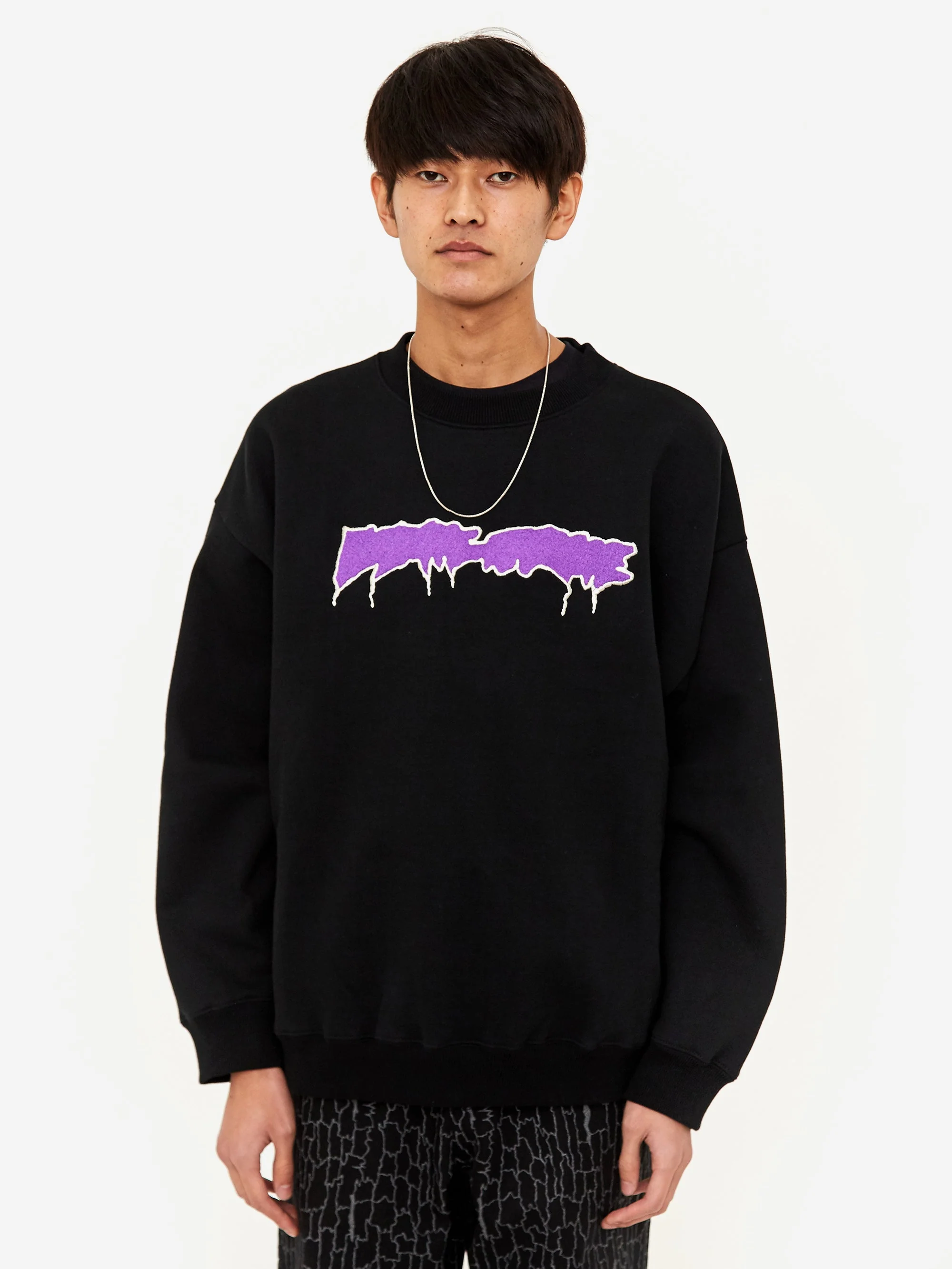 Fucking Awesome Outline Logo Crewneck Sweatshirt - Black - Image 5