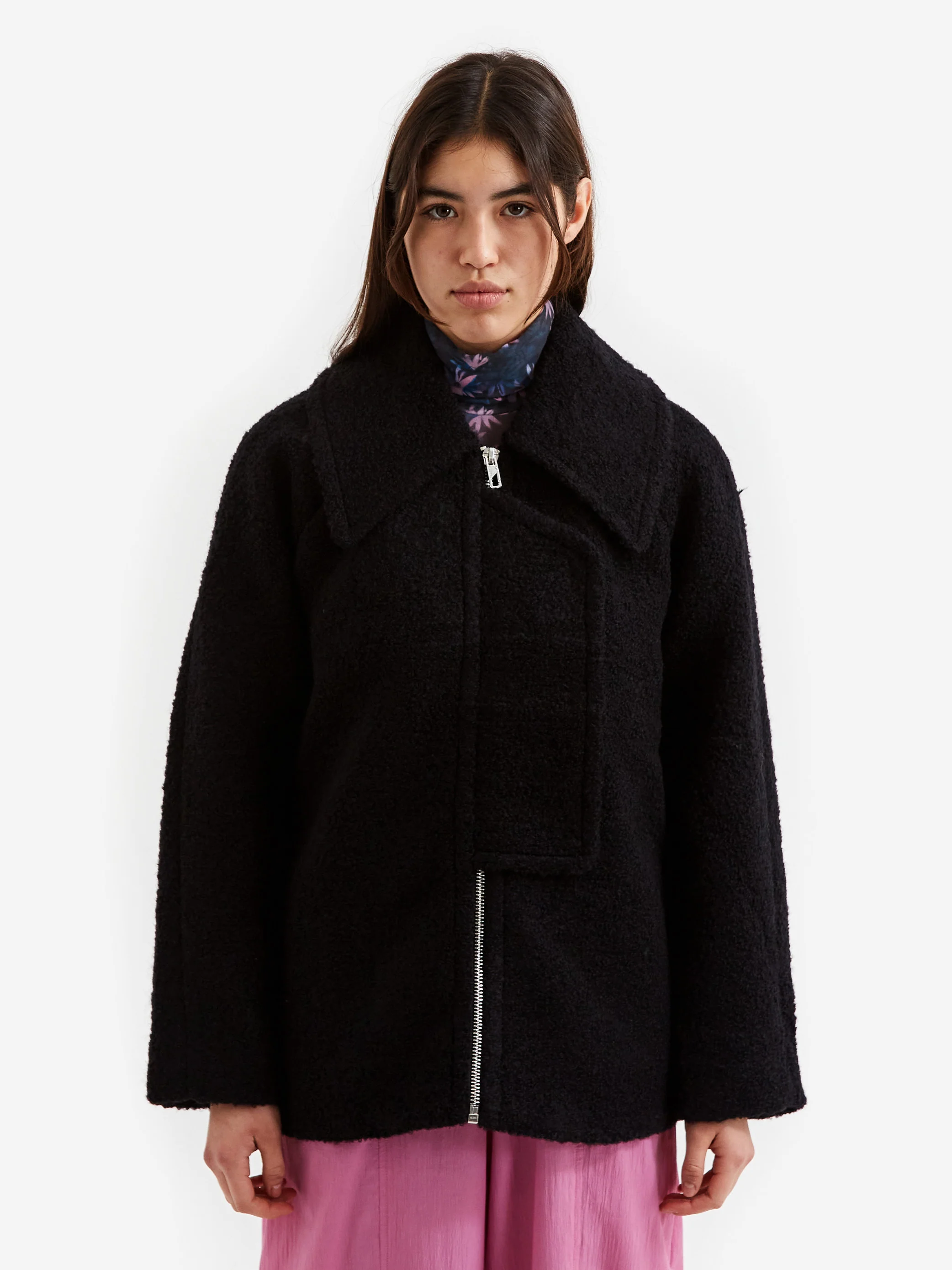 Ganni Boucle Wool Collar Jacket - Black