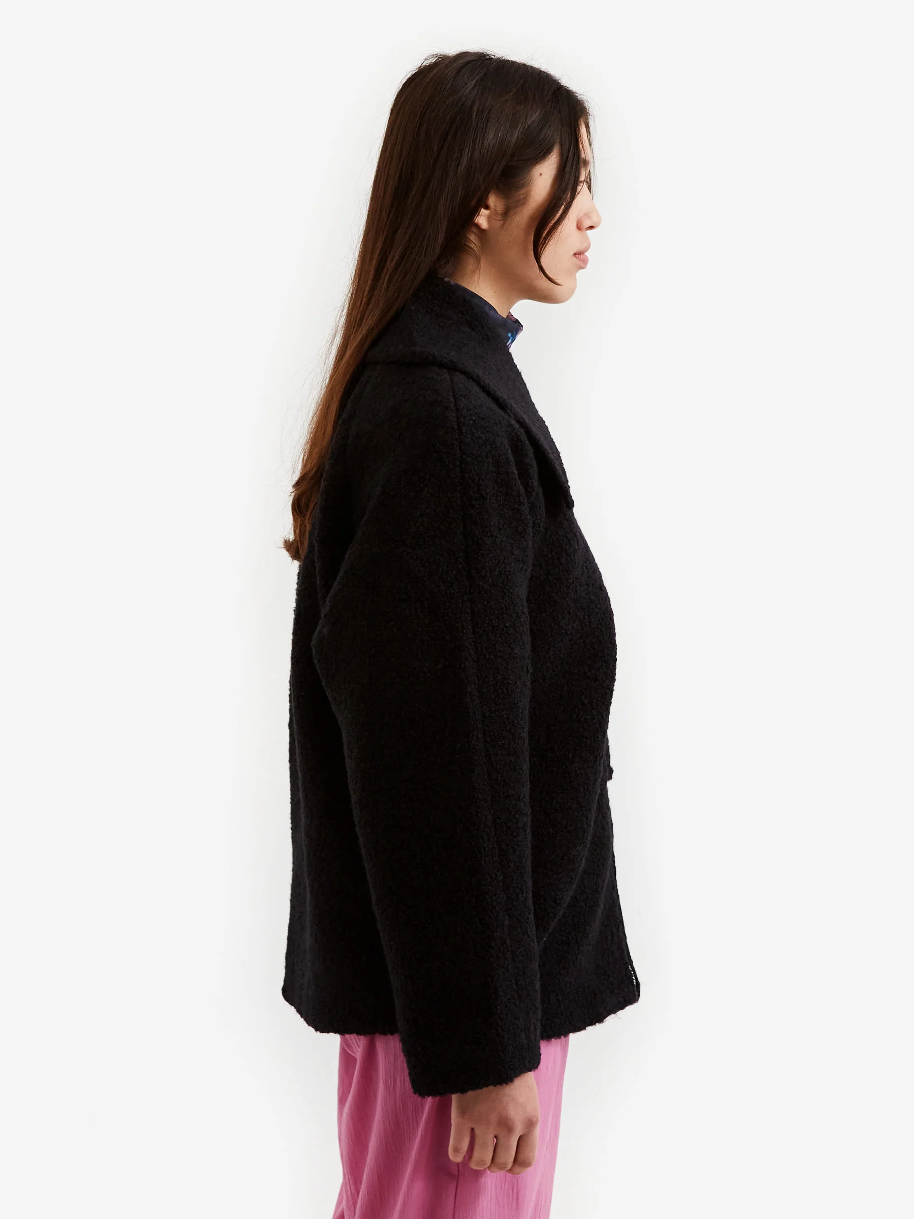 Ganni Boucle Wool Collar Jacket - Black - Image 2