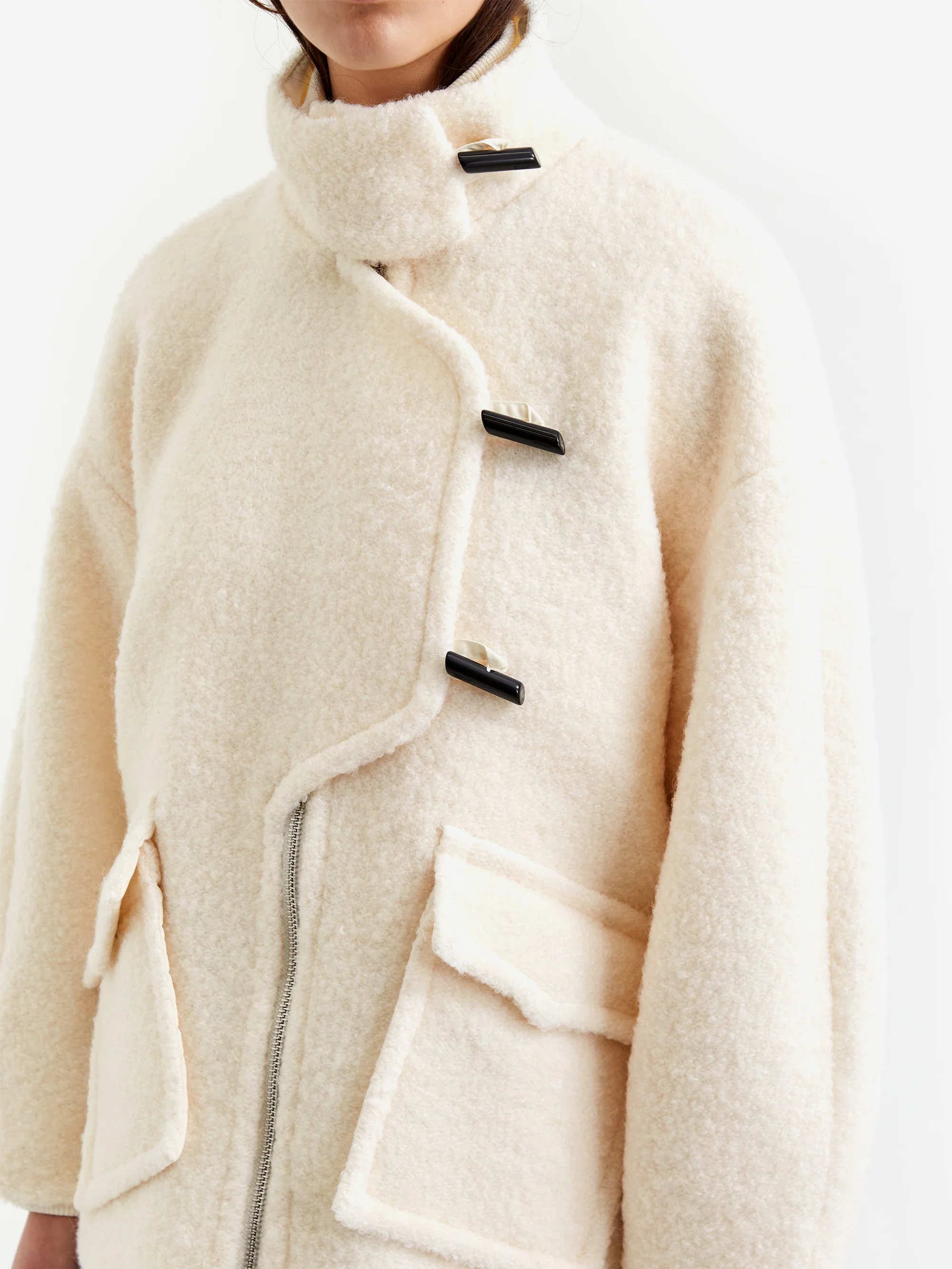 Ganni Boucle Wool Drop Shoulder Jacket - Egret - Image 4