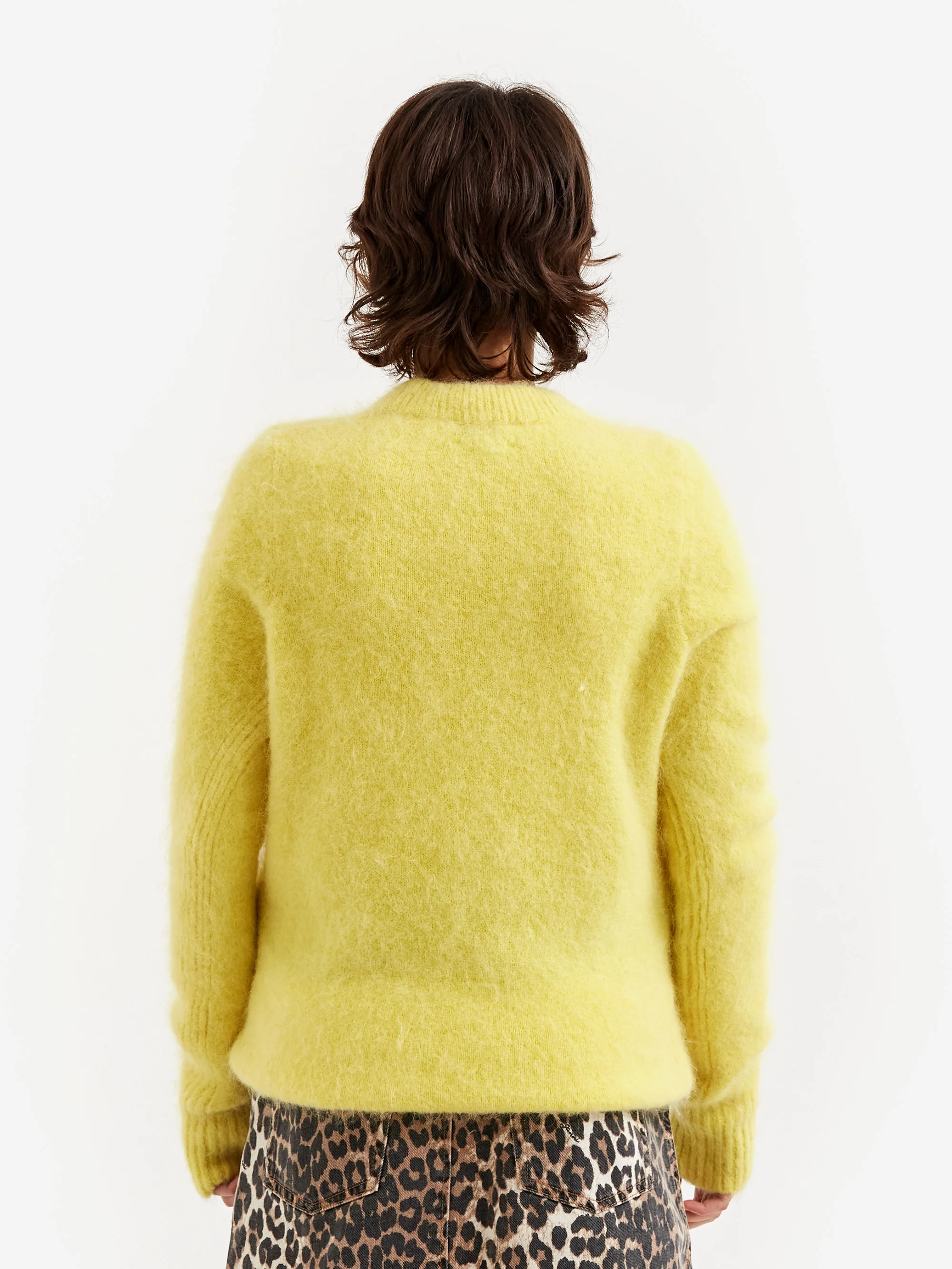 Ganni Brushed Alpaca O Neck Jumper - Blazing Yellow - Image 3
