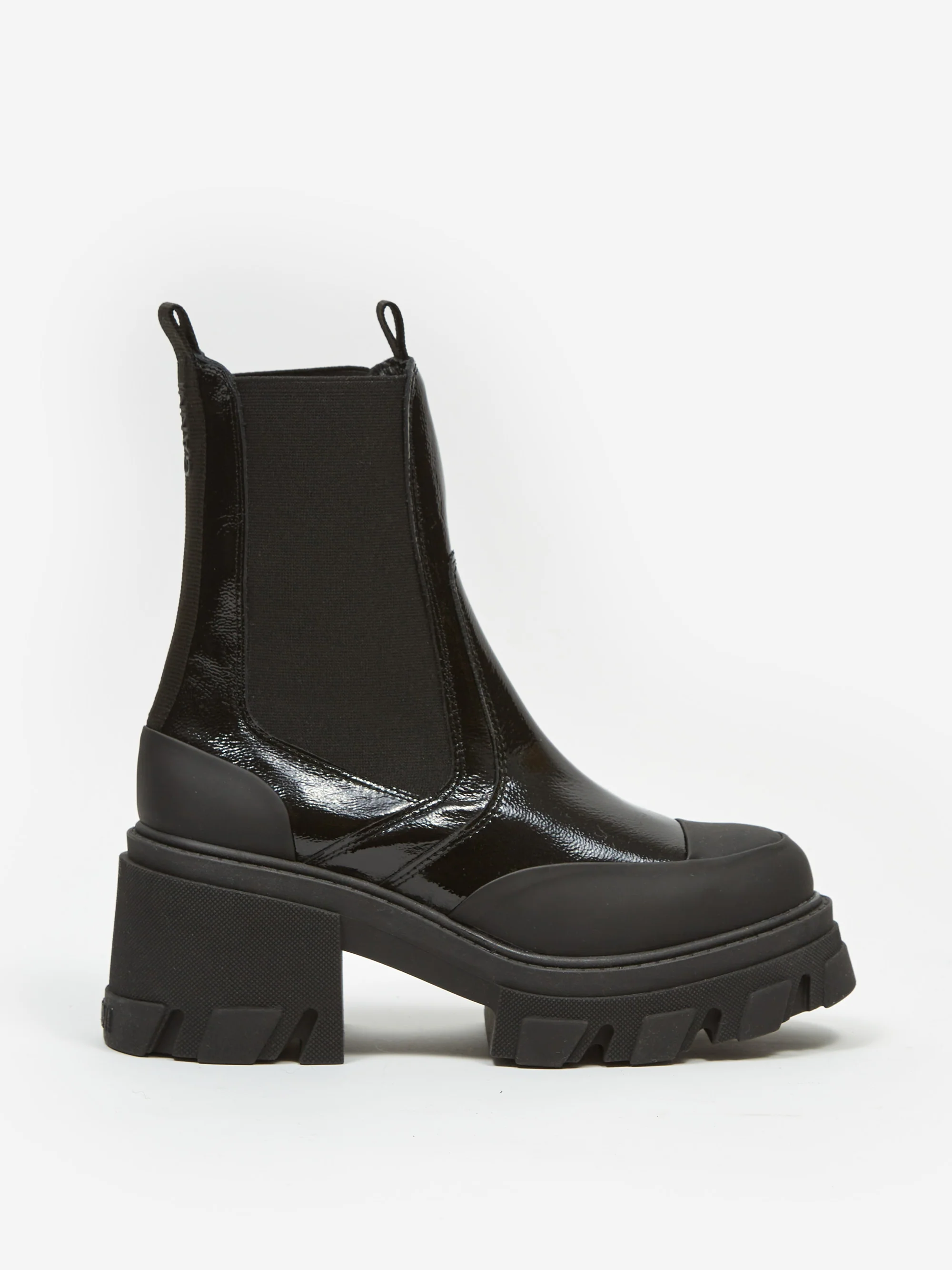 Ganni Cleated Heeled Mid Chelsea Boot - Black