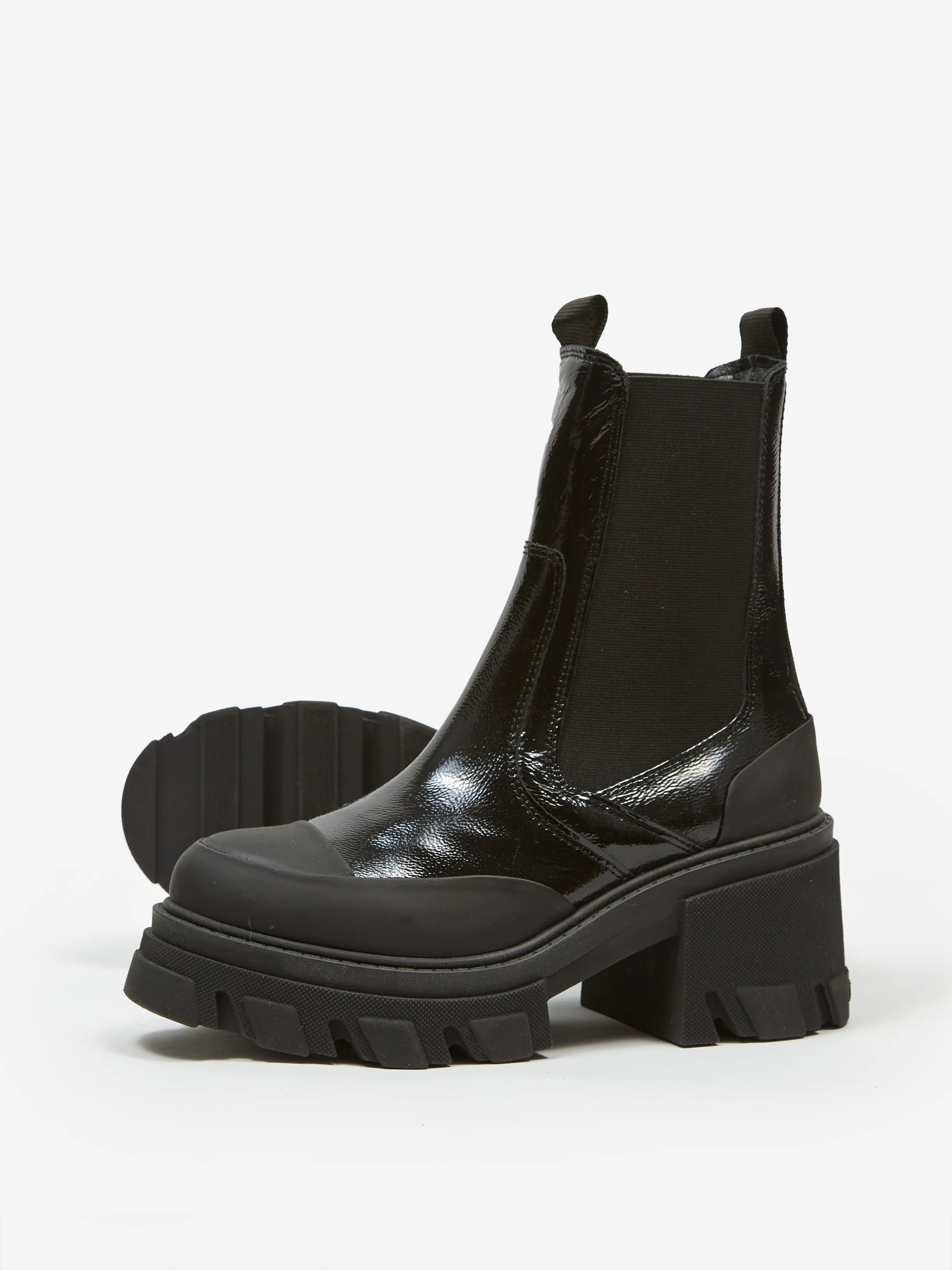 Ganni Cleated Heeled Mid Chelsea Boot - Black - Image 3