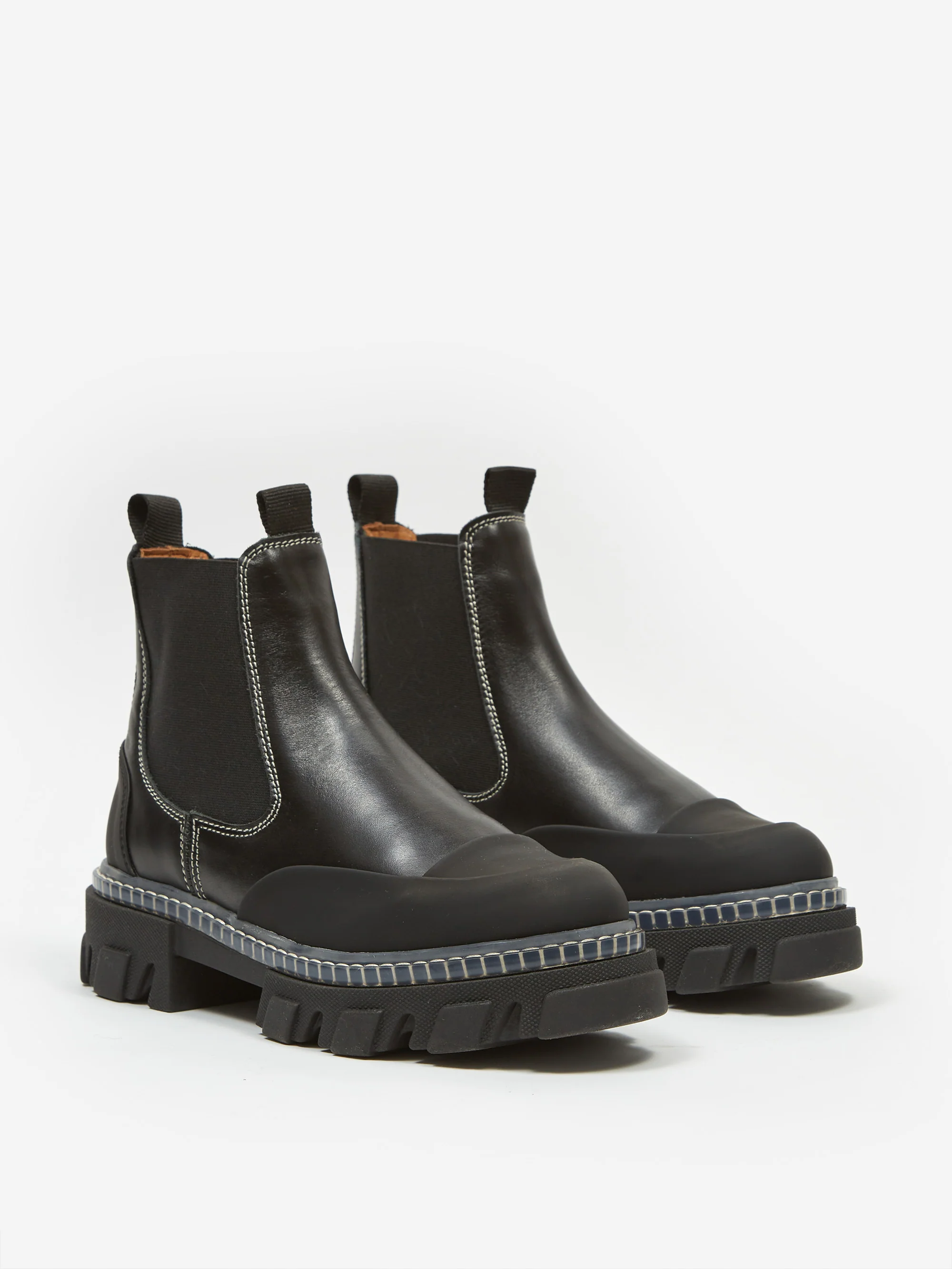 Ganni Cleated Low Chelsea Boot - Black - Image 2