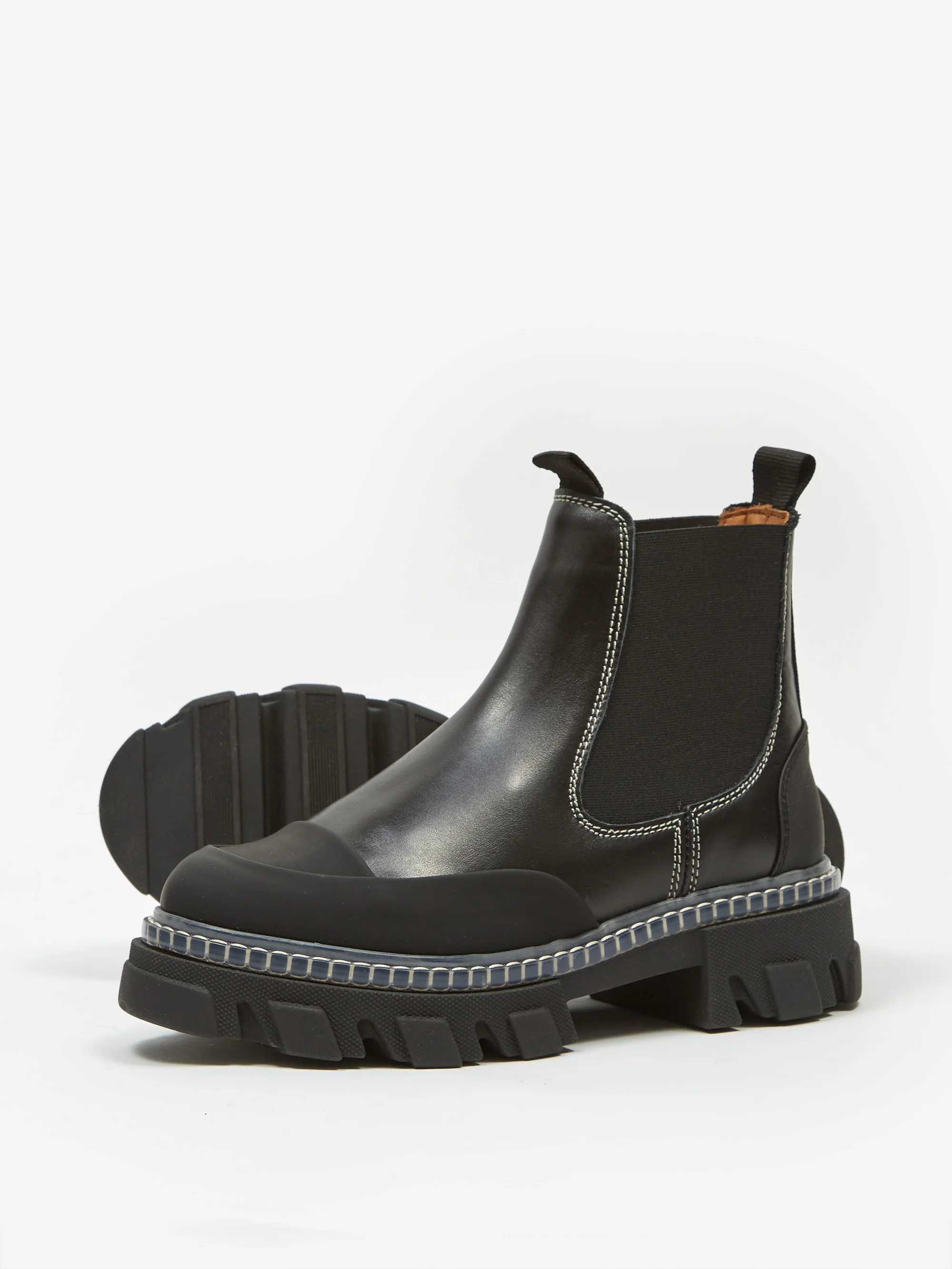 Ganni Cleated Low Chelsea Boot - Black - Image 3