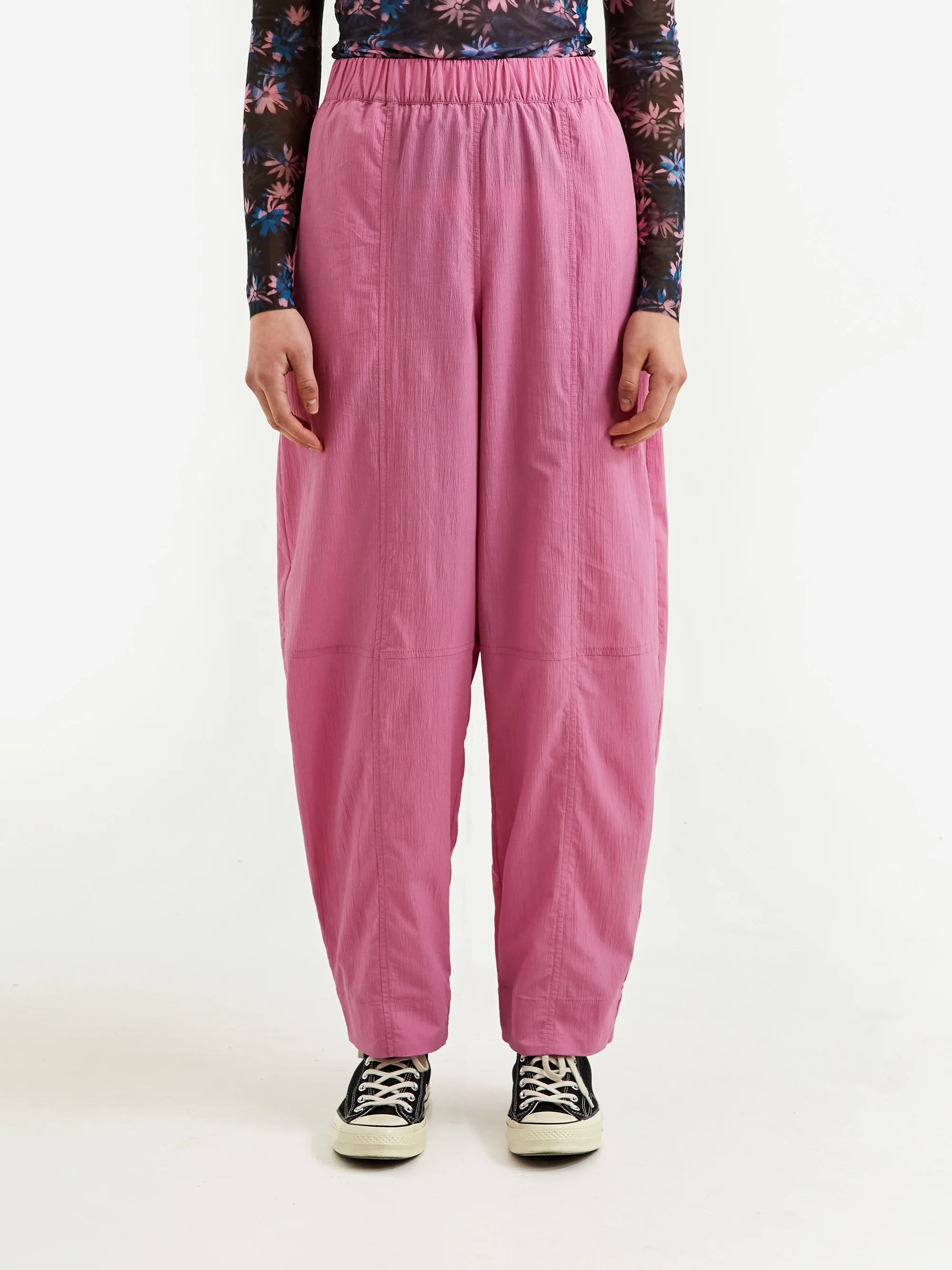 Ganni Cotton Crepe Curve Trouser - Cyclamen