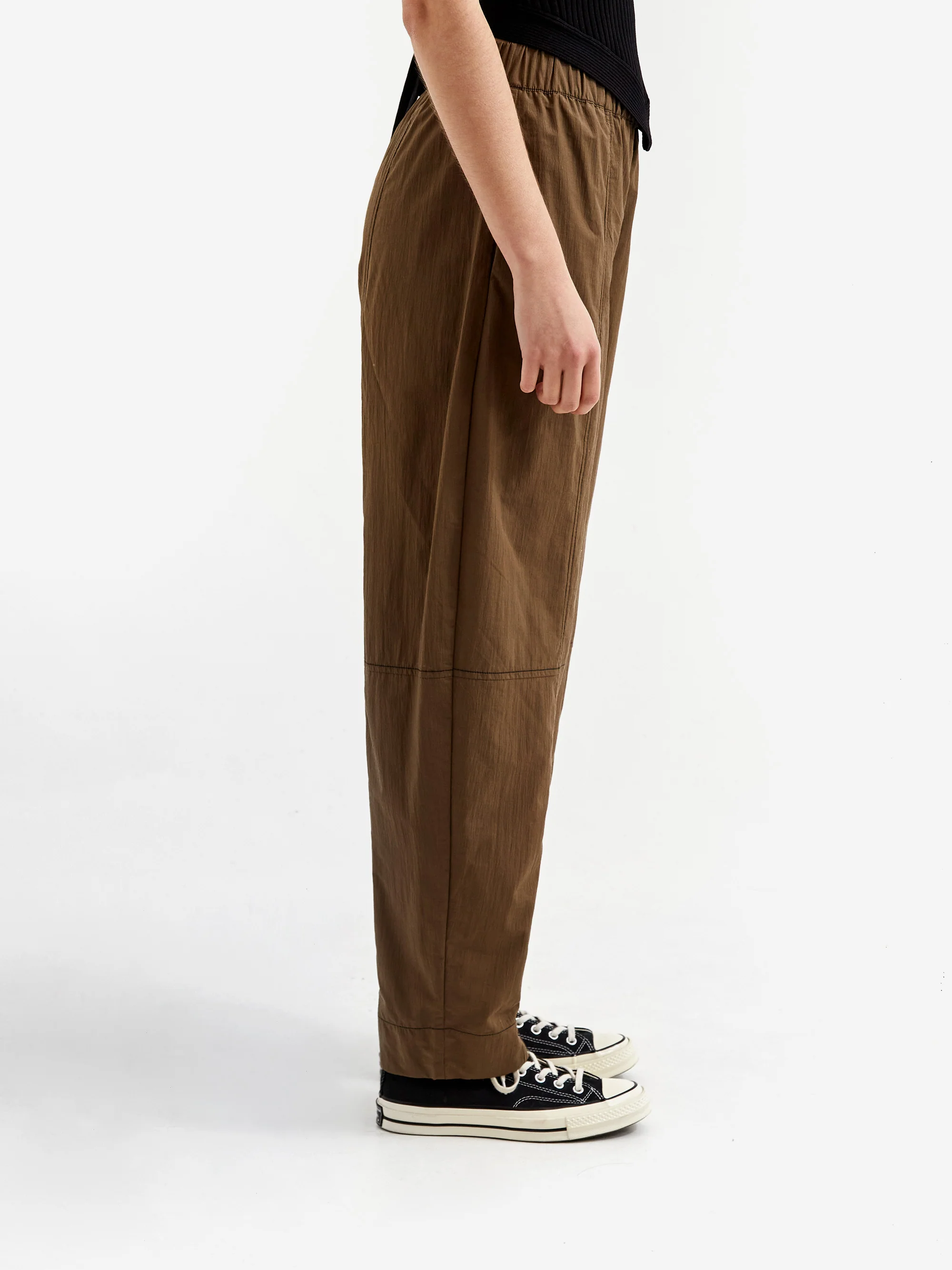 Ganni Cotton Crepe Curve Trouser - Teak - Image 2
