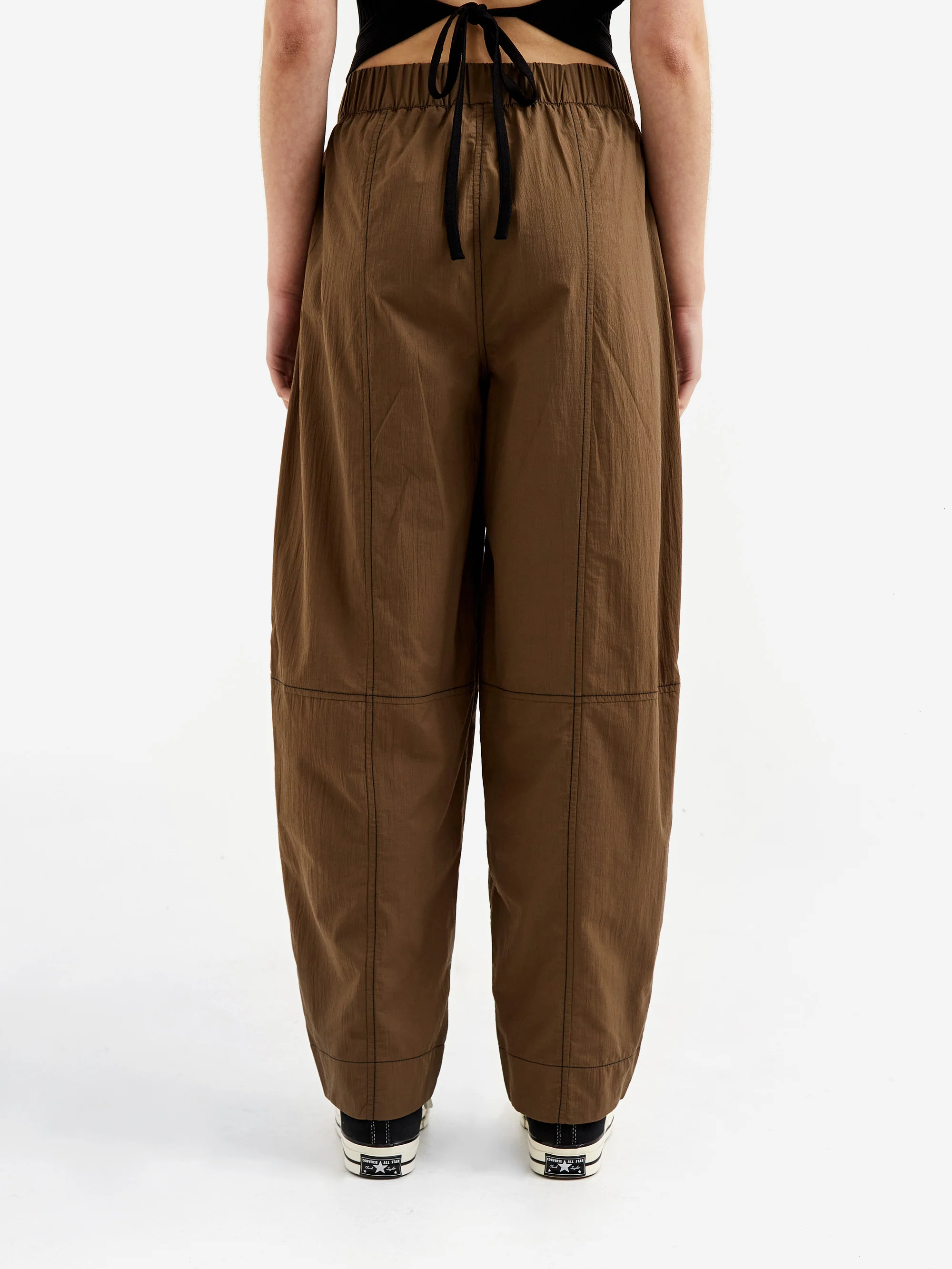 Ganni Cotton Crepe Curve Trouser - Teak - Image 4