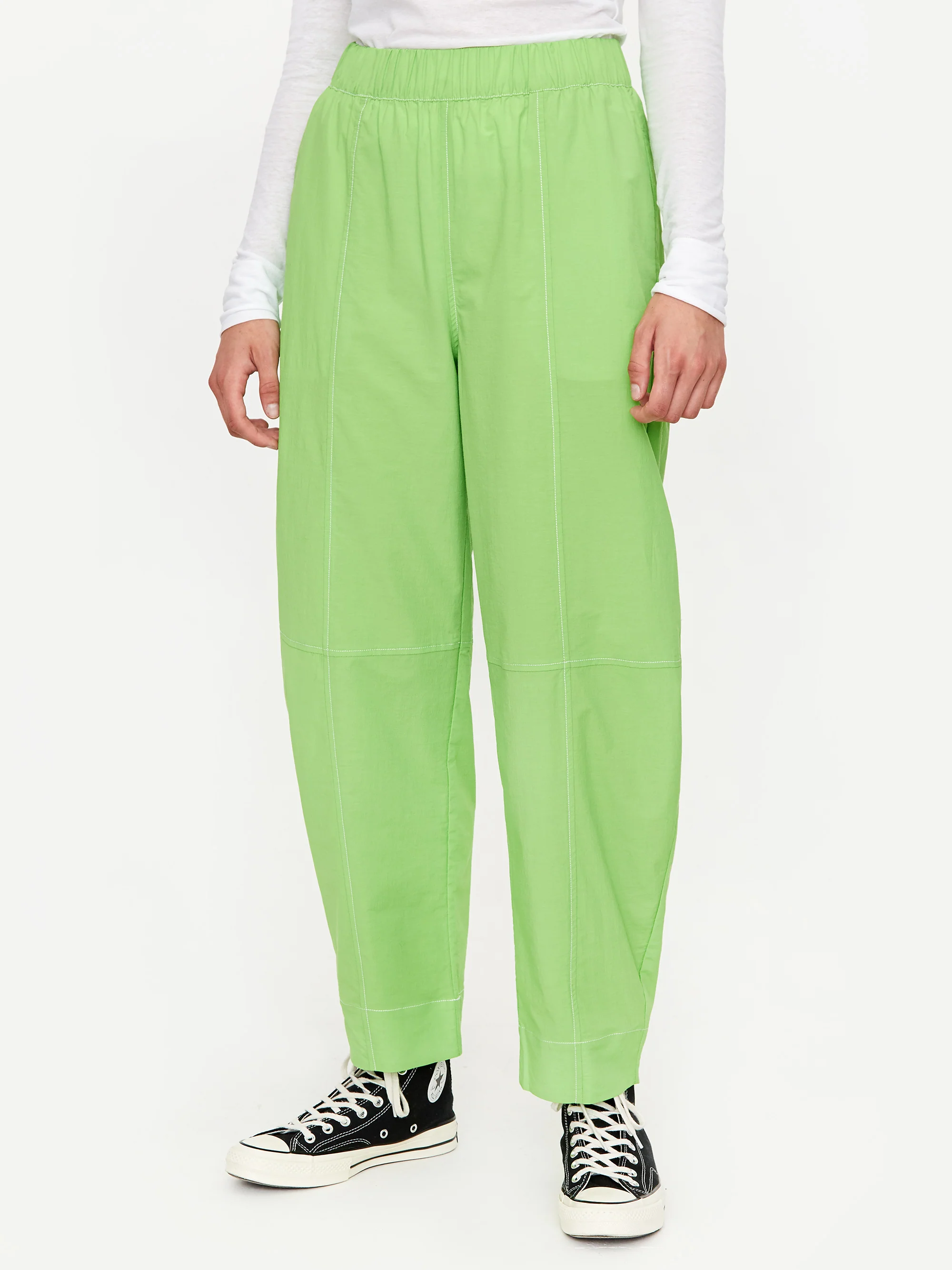 Ganni Cotton Crepe Trouser - Flash Green