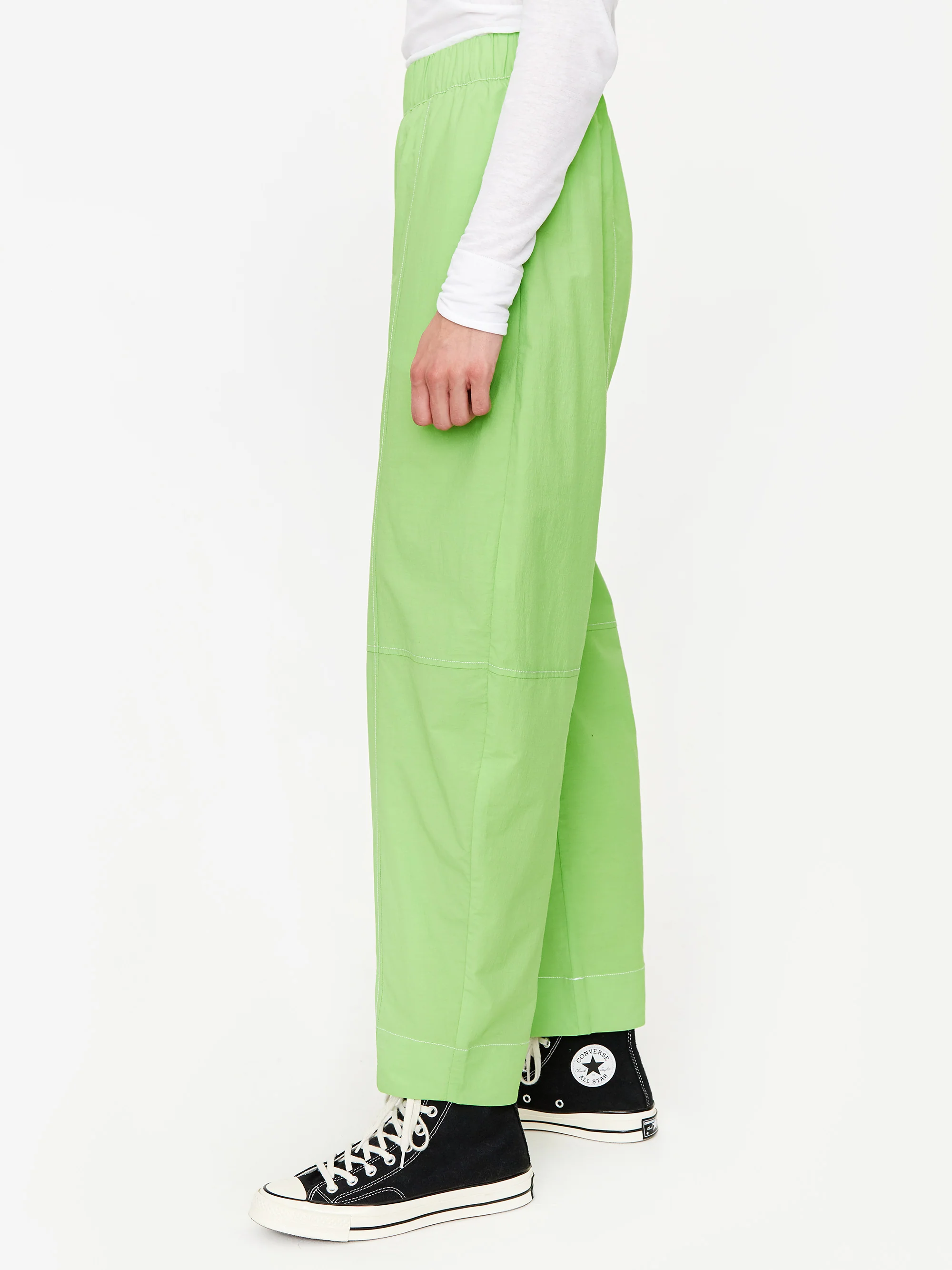 Ganni Cotton Crepe Trouser - Flash Green - Image 4