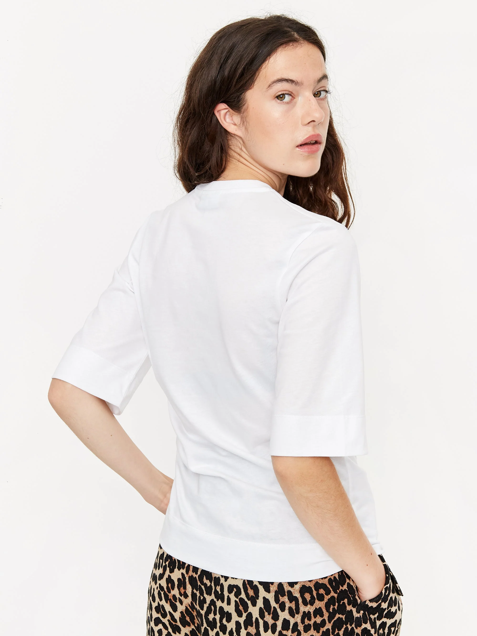 Ganni Cotton Jersey Rouched Shortsleeve T-Shirt - Bright White - Image 10
