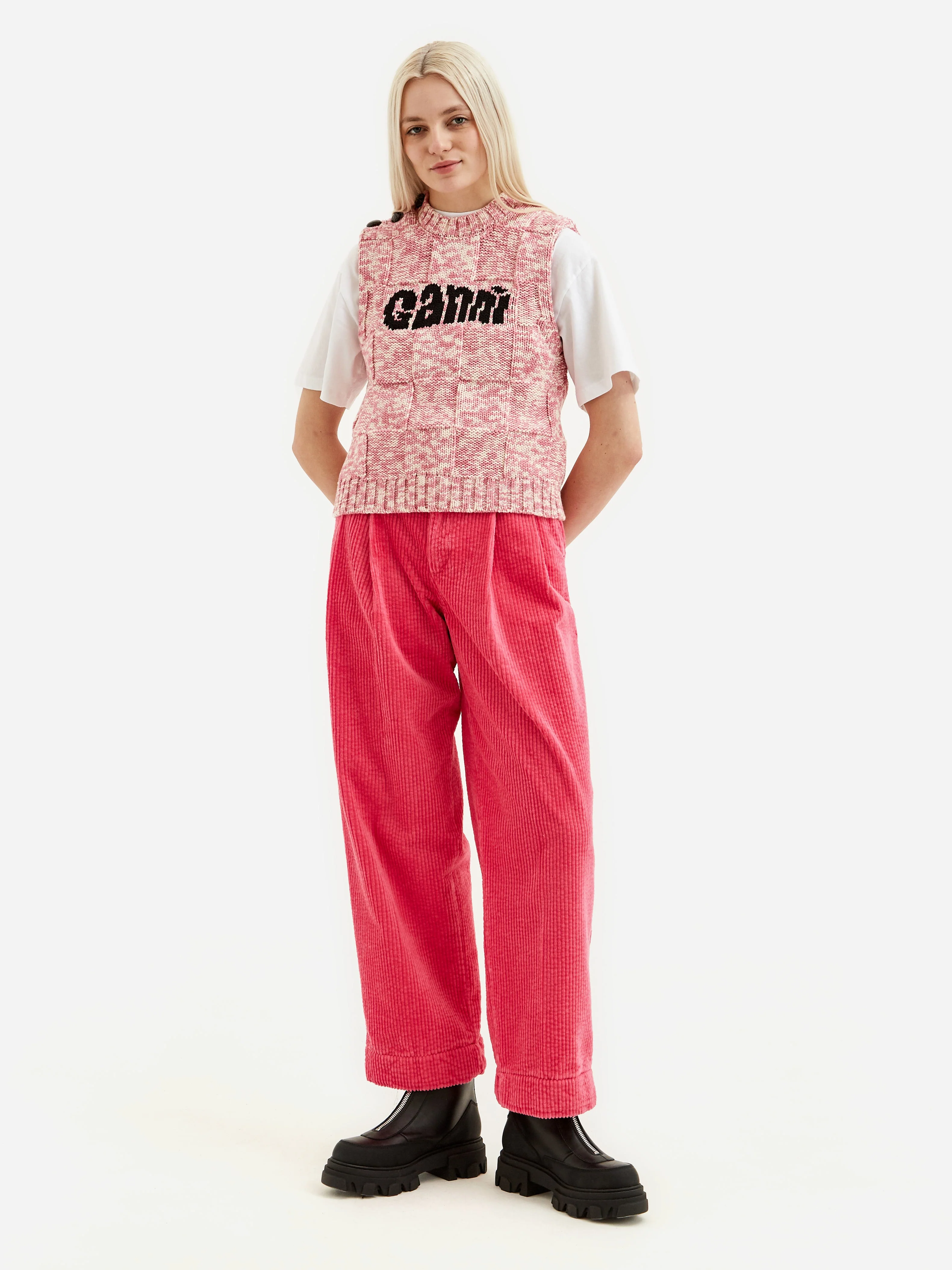 Ganni Cotton Rope Knit Vest - Moonlight Mauve - Image 3