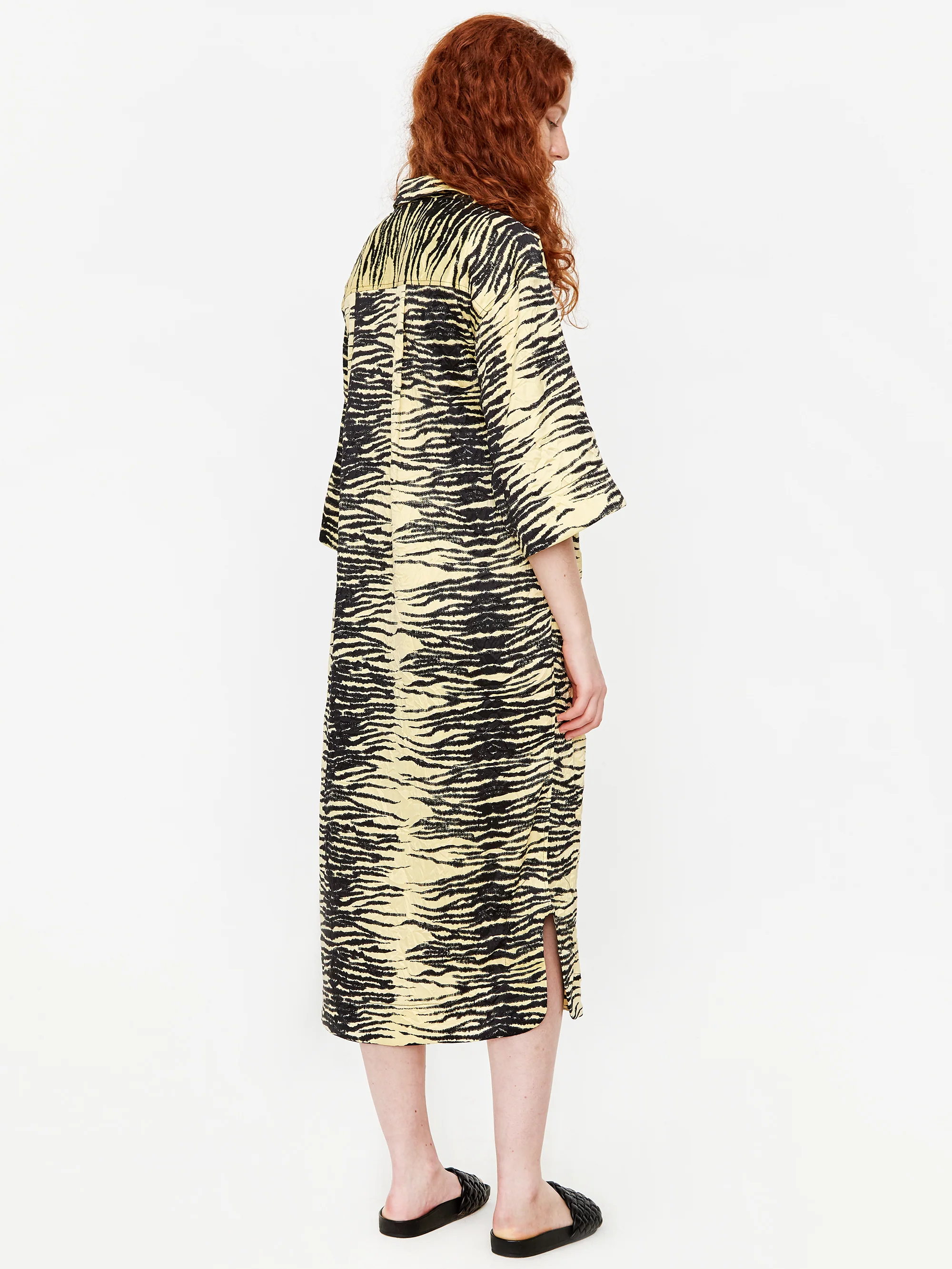 Ganni Crinkled Satin Dress - Pale Banana - Image 6