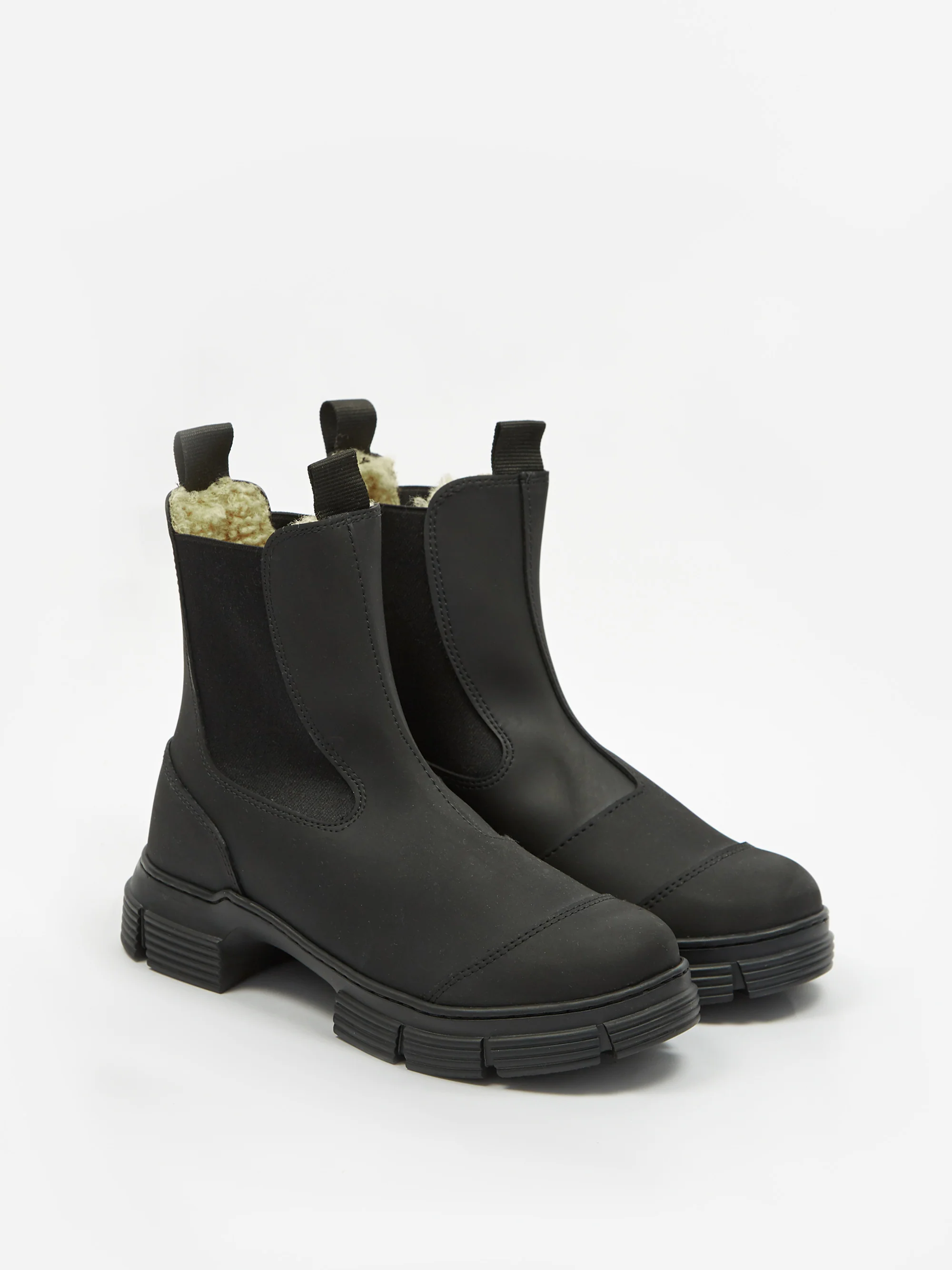 Ganni Faux Fur Lined City Boot - Black - Image 6
