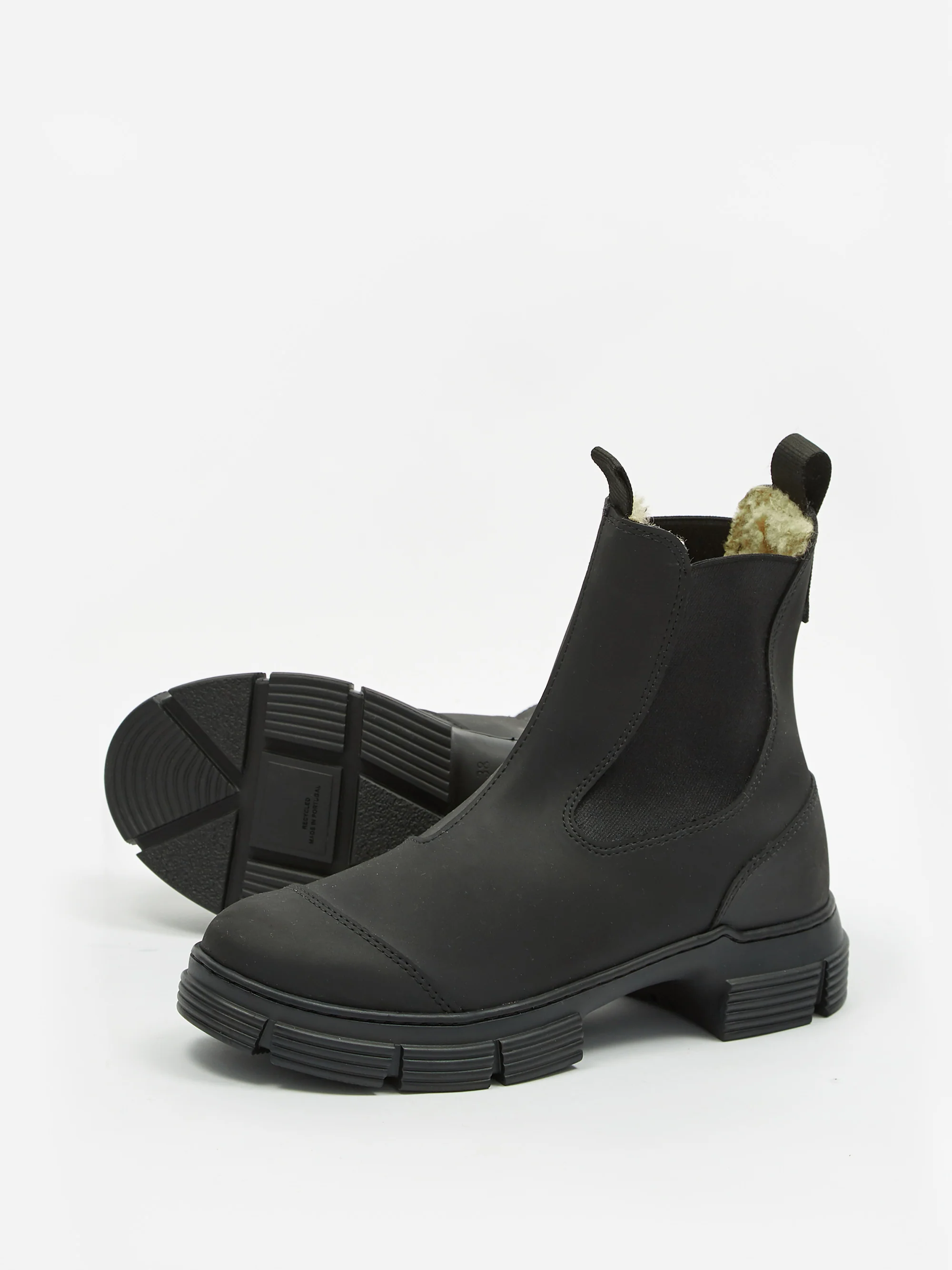 Ganni Faux Fur Lined City Boot - Black - Image 8