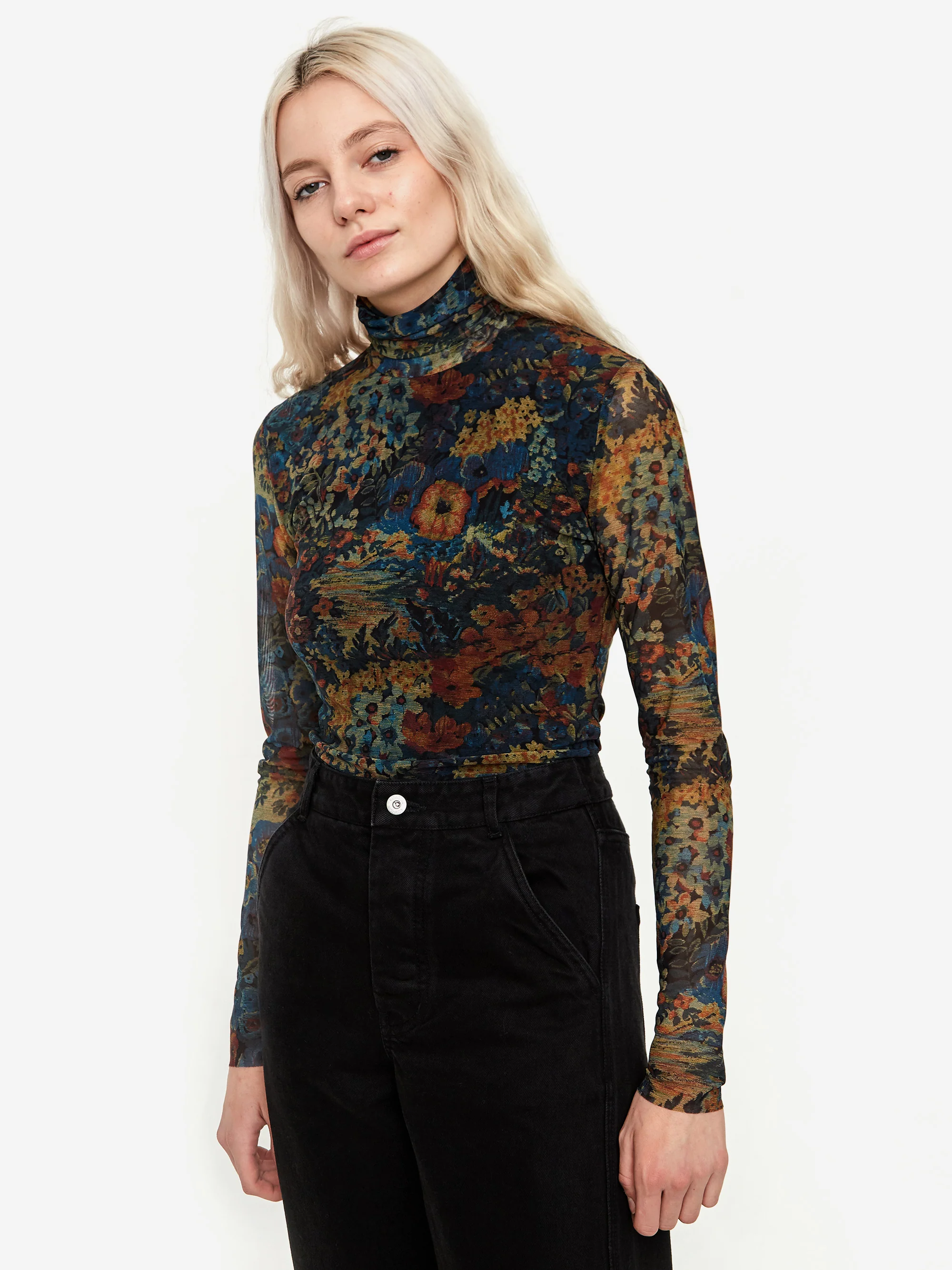 Ganni Fitted Roll Neck Longsleeve Top - Butternut