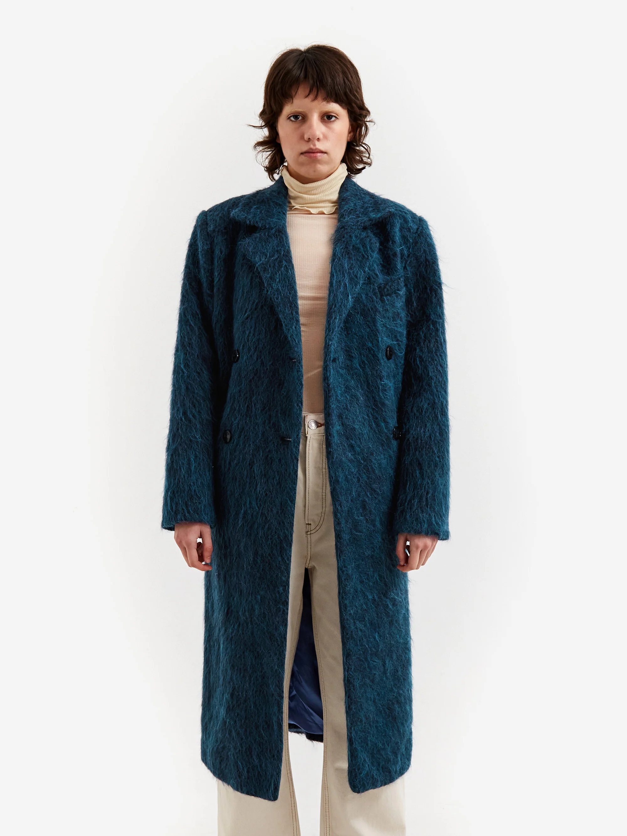 Ganni Fluffy Wool Coat - Nautical Blue - Image 2