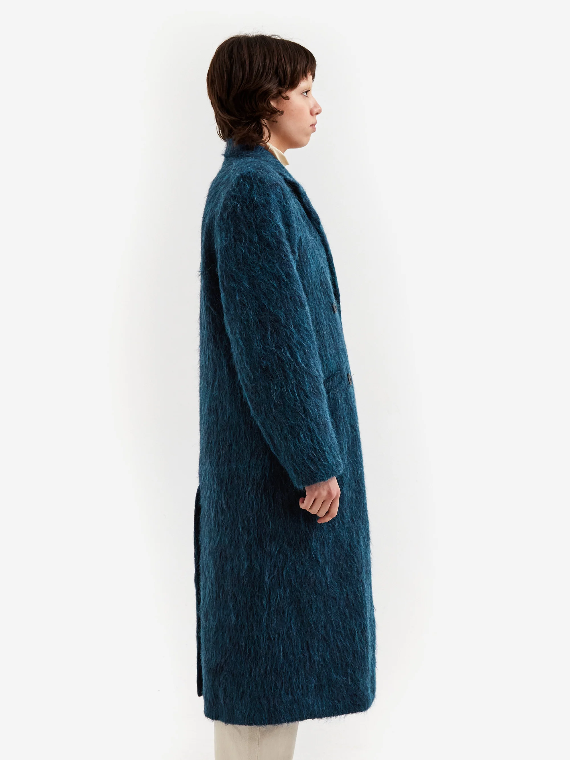 Ganni Fluffy Wool Coat - Nautical Blue - Image 3