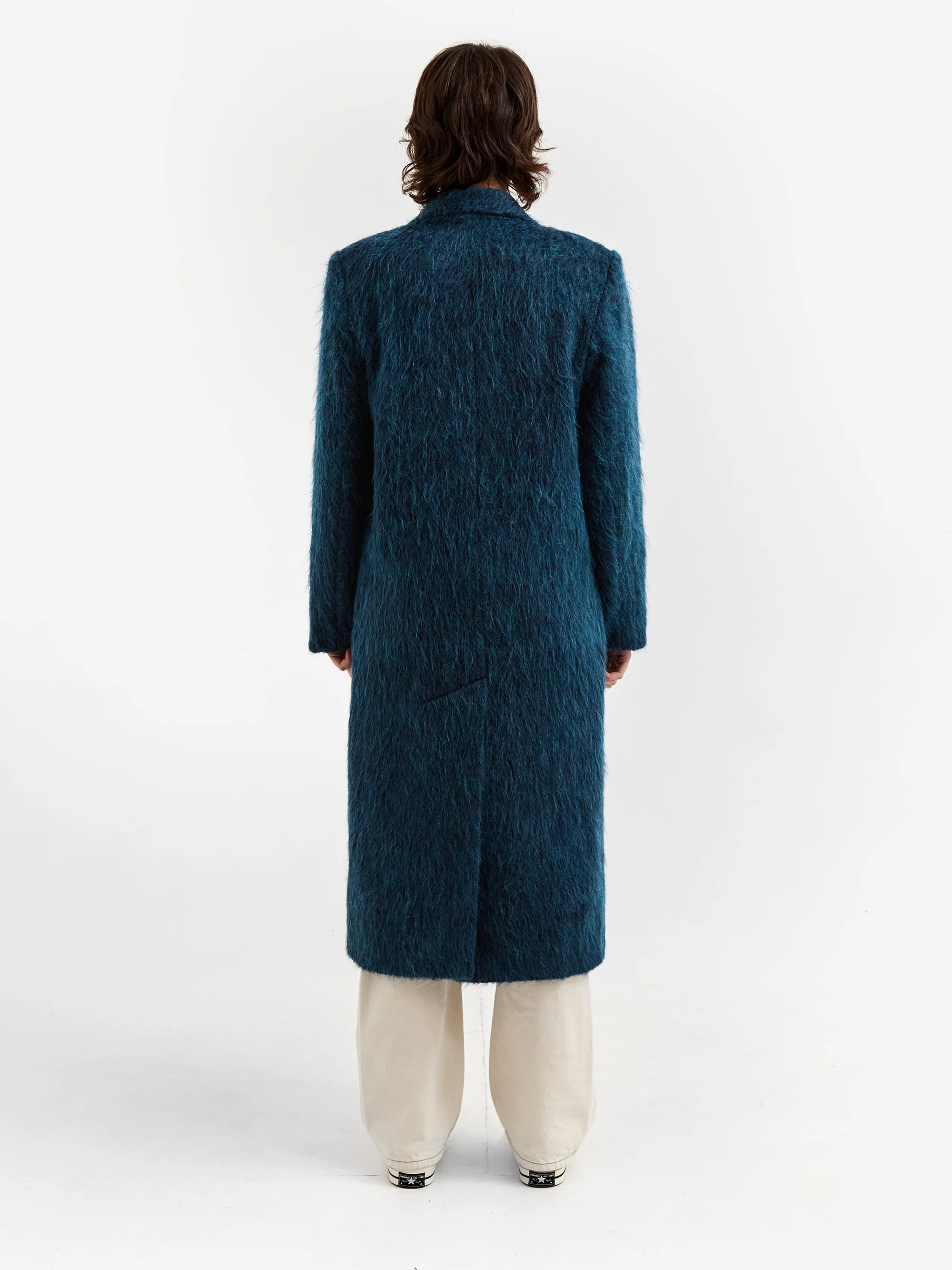Ganni Fluffy Wool Coat - Nautical Blue - Image 5