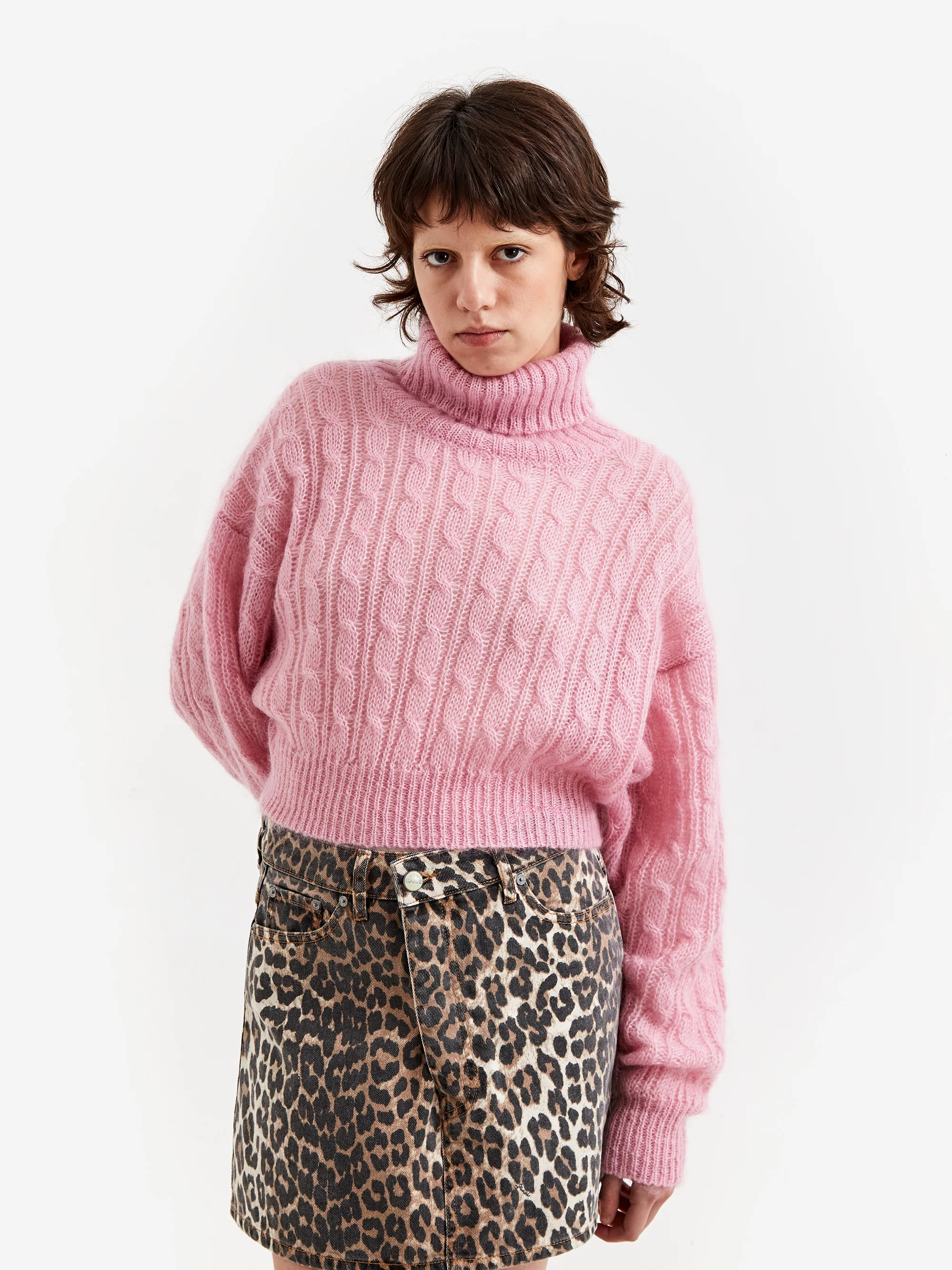 Ganni Highneck Cropped Pullover - Lilac Sachet - Image 3