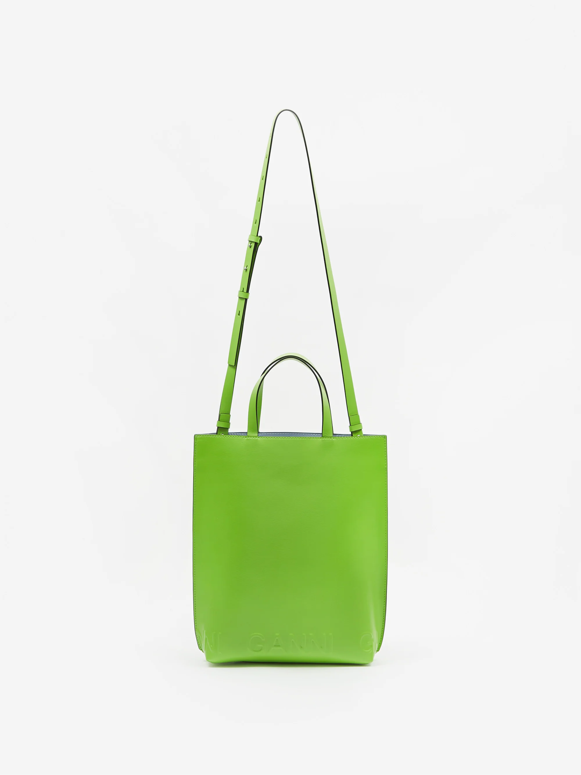 Ganni Leather Banner Tote Bag - Flash Green - Image 2