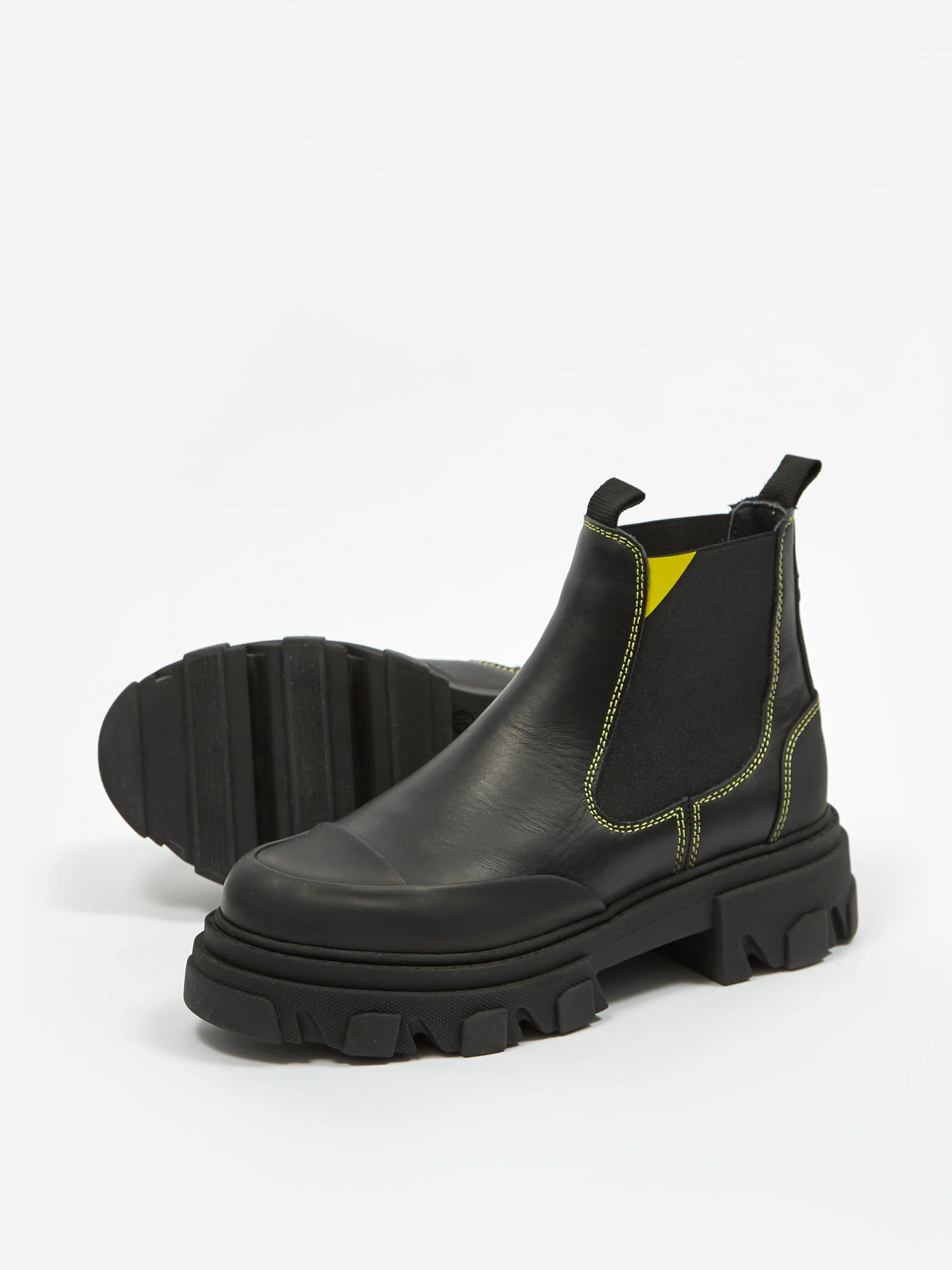 Ganni Leather Low Contrast Stitch Boot - Black - Image 8