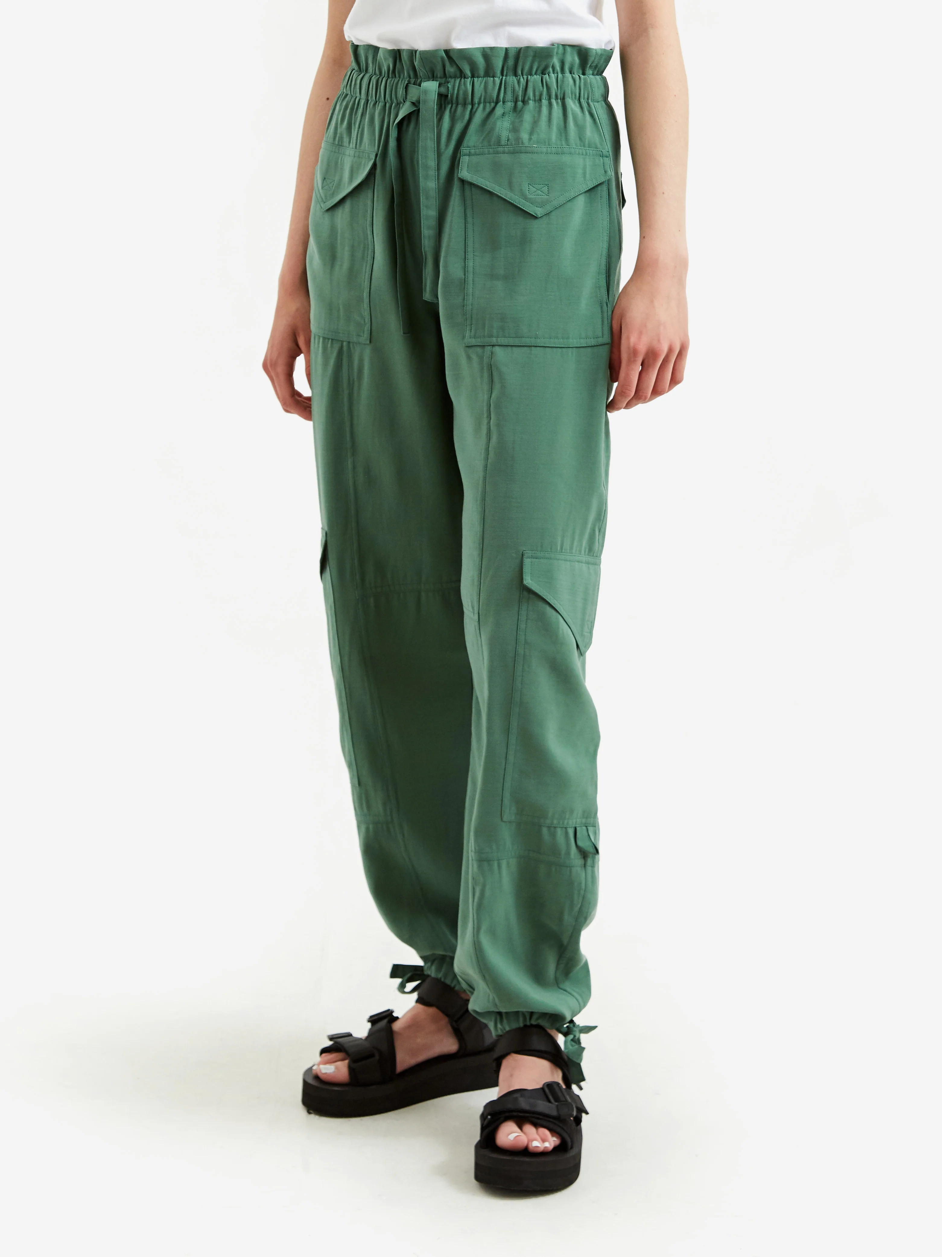 Ganni Light Slub High Waist Pocket Pant - Myrtle