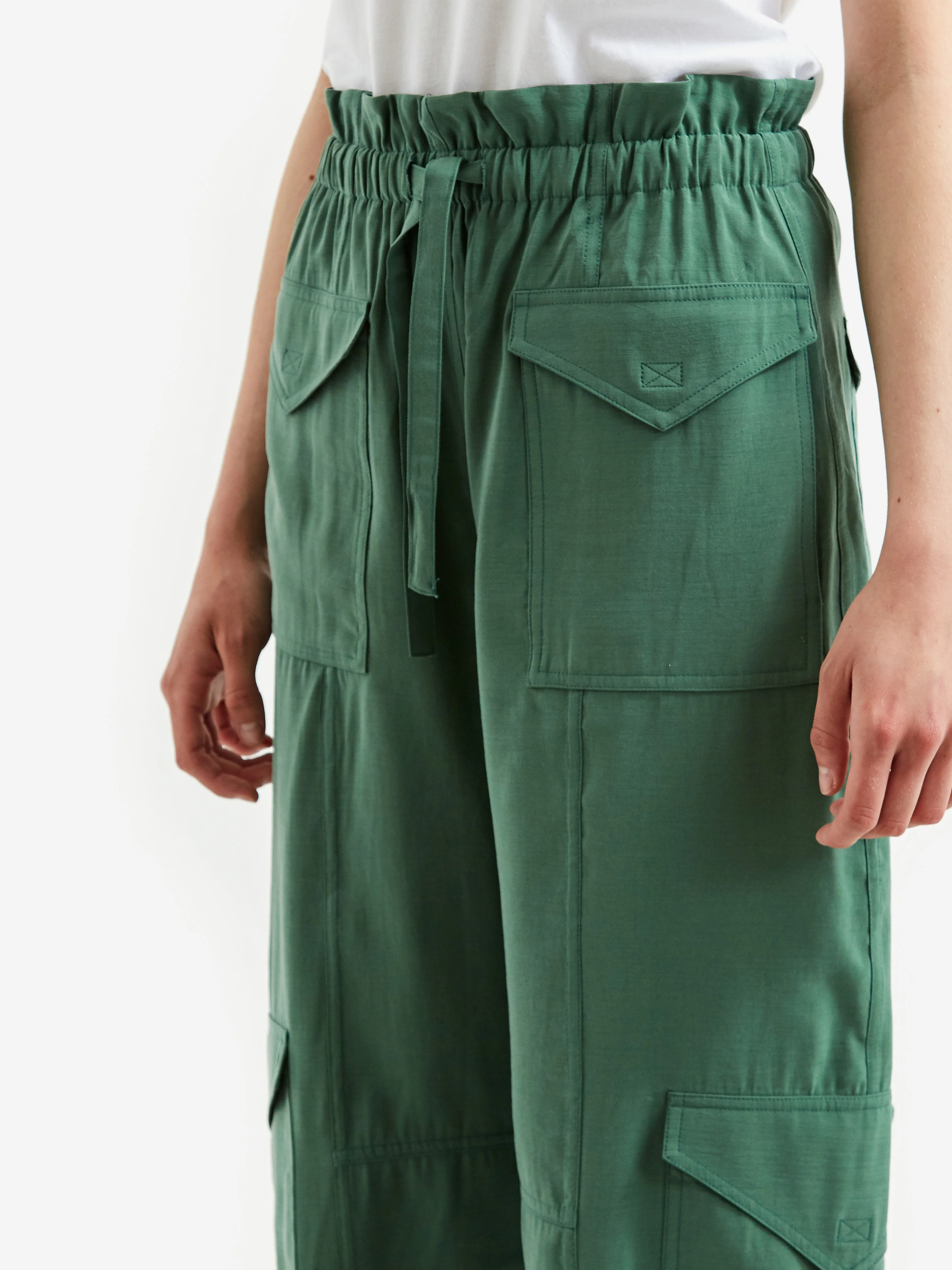 Ganni Light Slub High Waist Pocket Pant - Myrtle - Image 3
