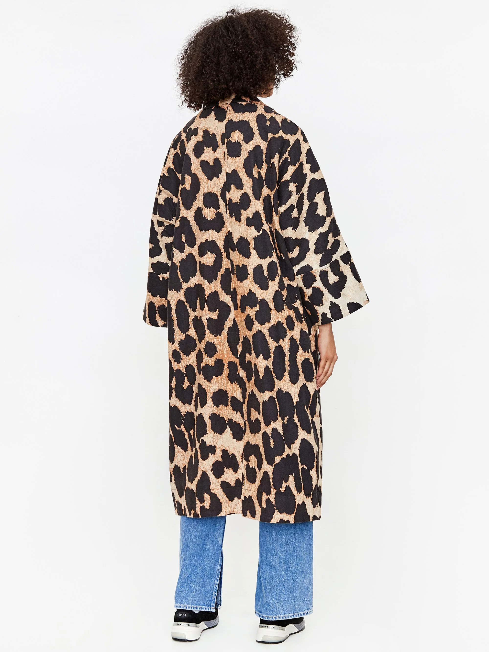 Ganni Linen Canvas Coat - Maxi Leopard - Image 4