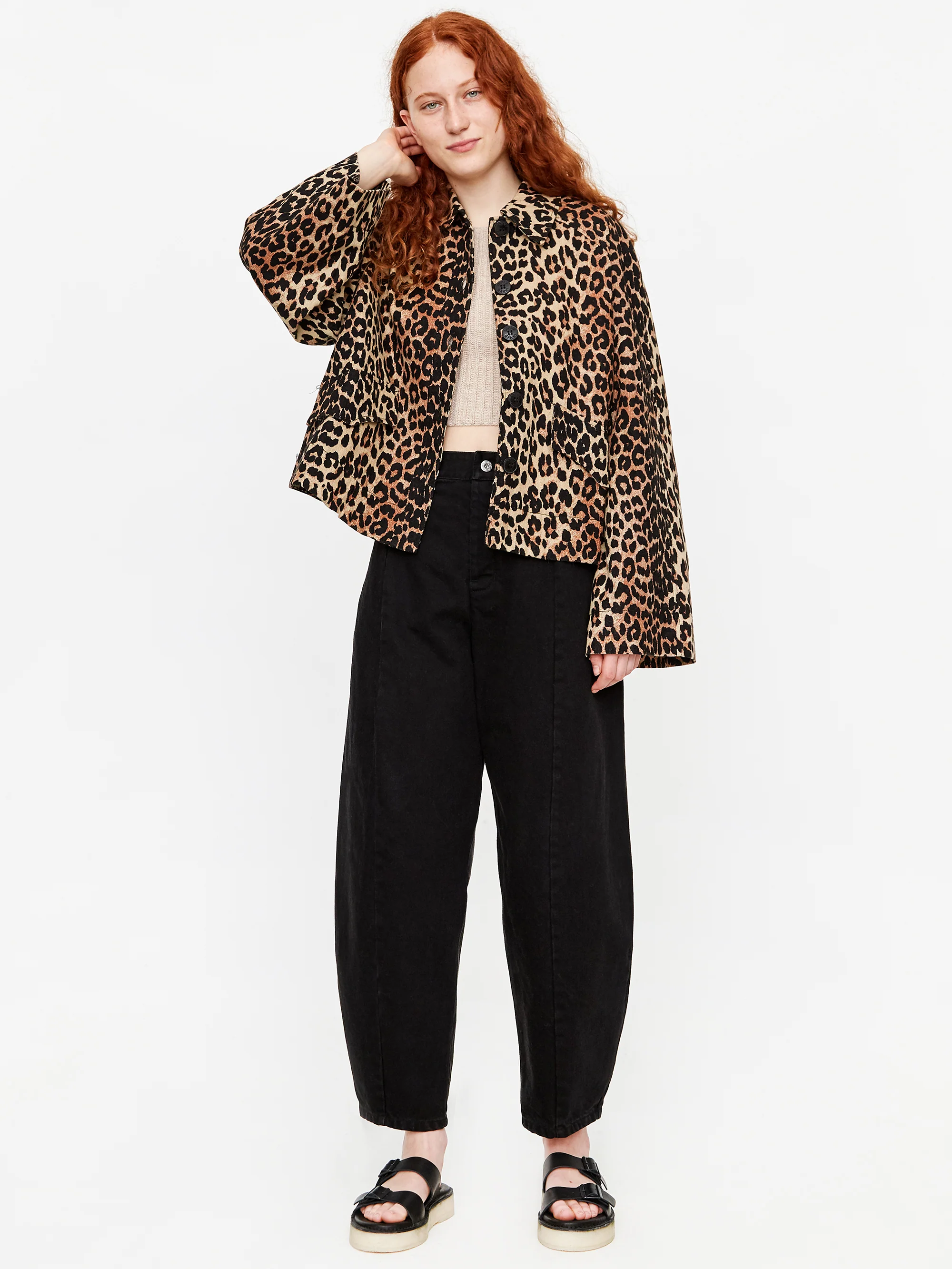 Ganni Linen Canvas Jacket - Leopard - Image 3