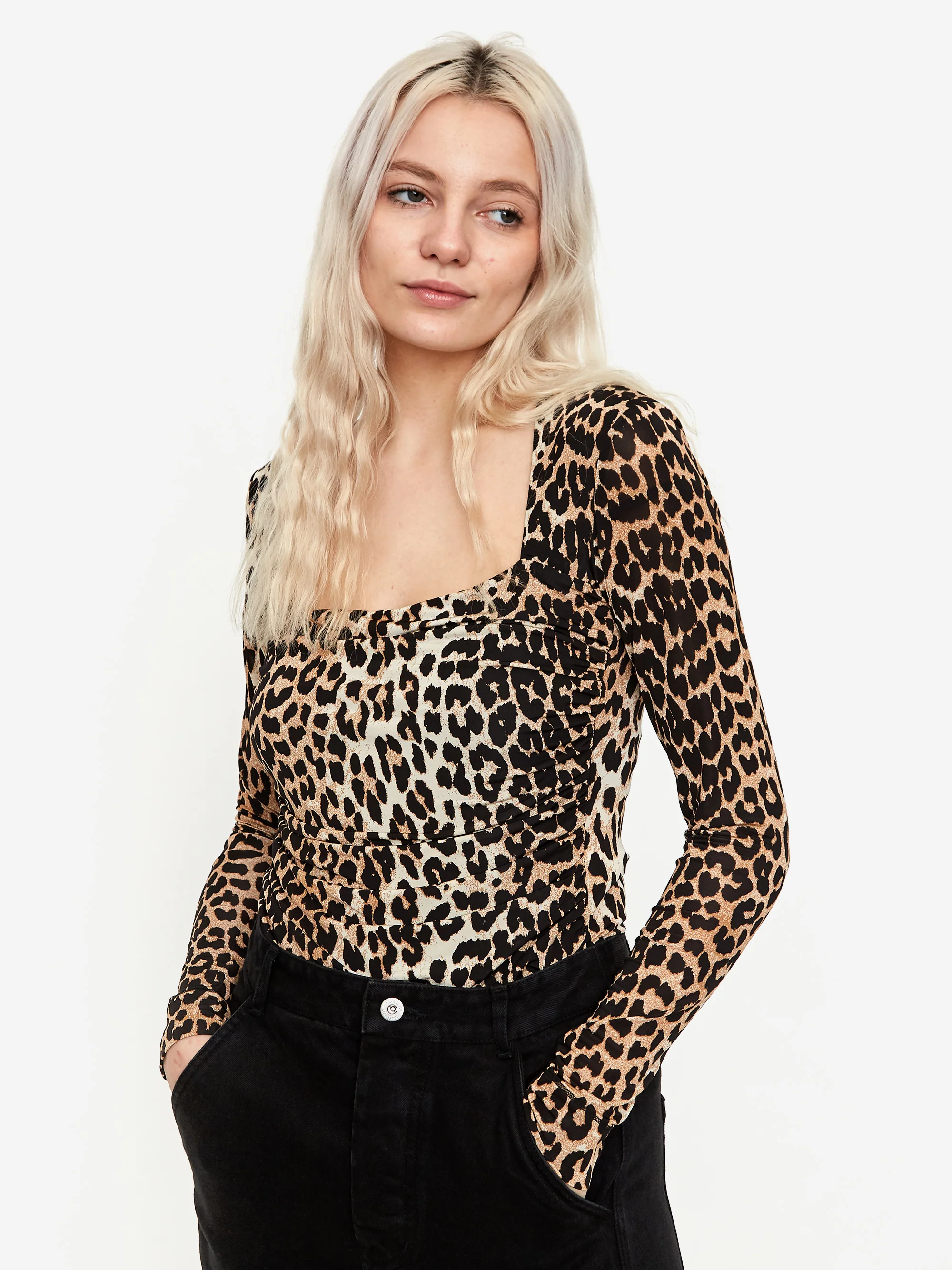 Ganni Long Sleeve Body Leopard - Leopard