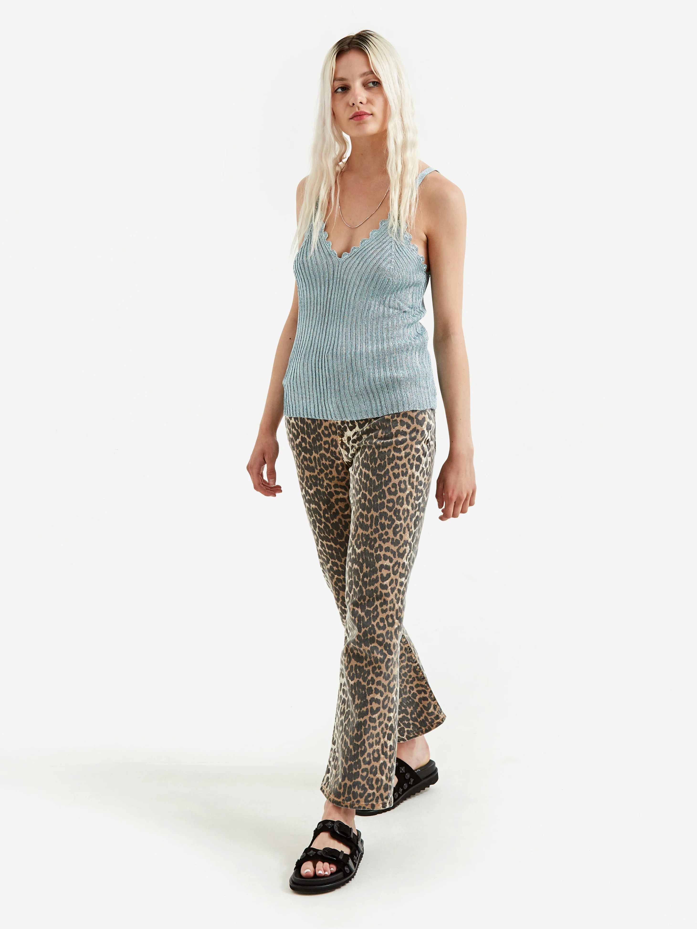 Ganni Metallic Knit Cami - Heather - Image 2