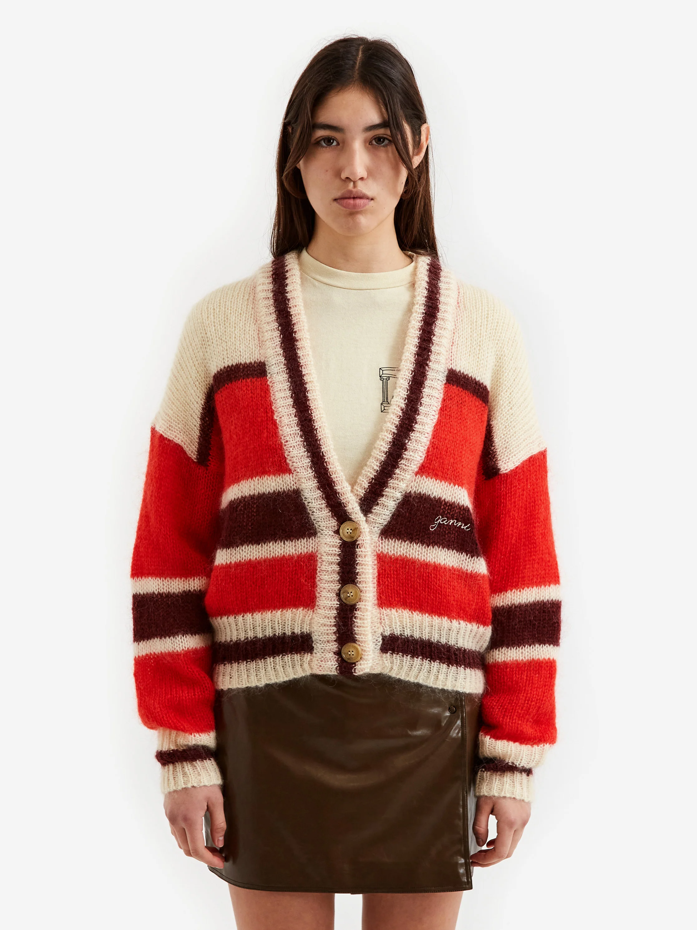 Ganni Mohair Cardigan - Fiery Red