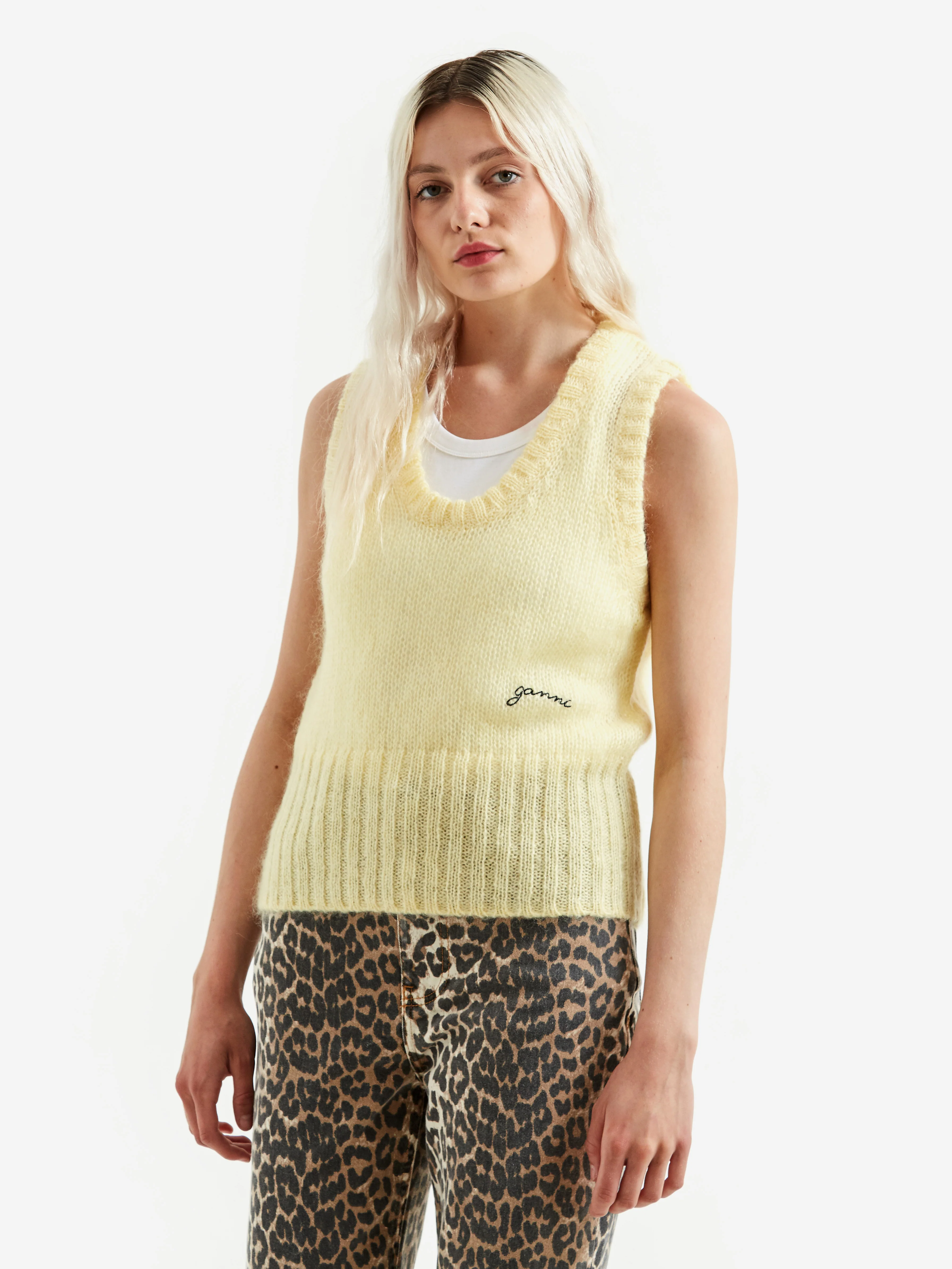 Ganni Mohair O-Neck Vest - Flan