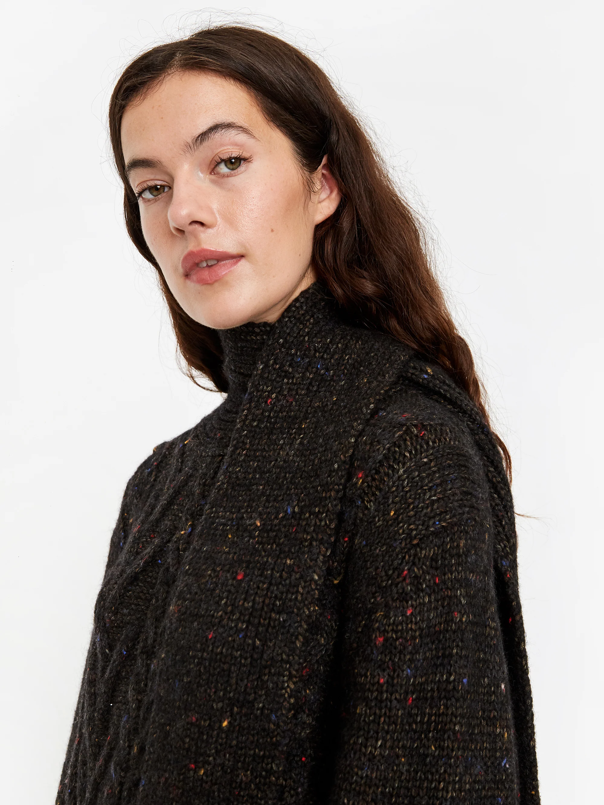 Ganni Oversize Cable Knit Jumper With Scarf - Black - Image 4