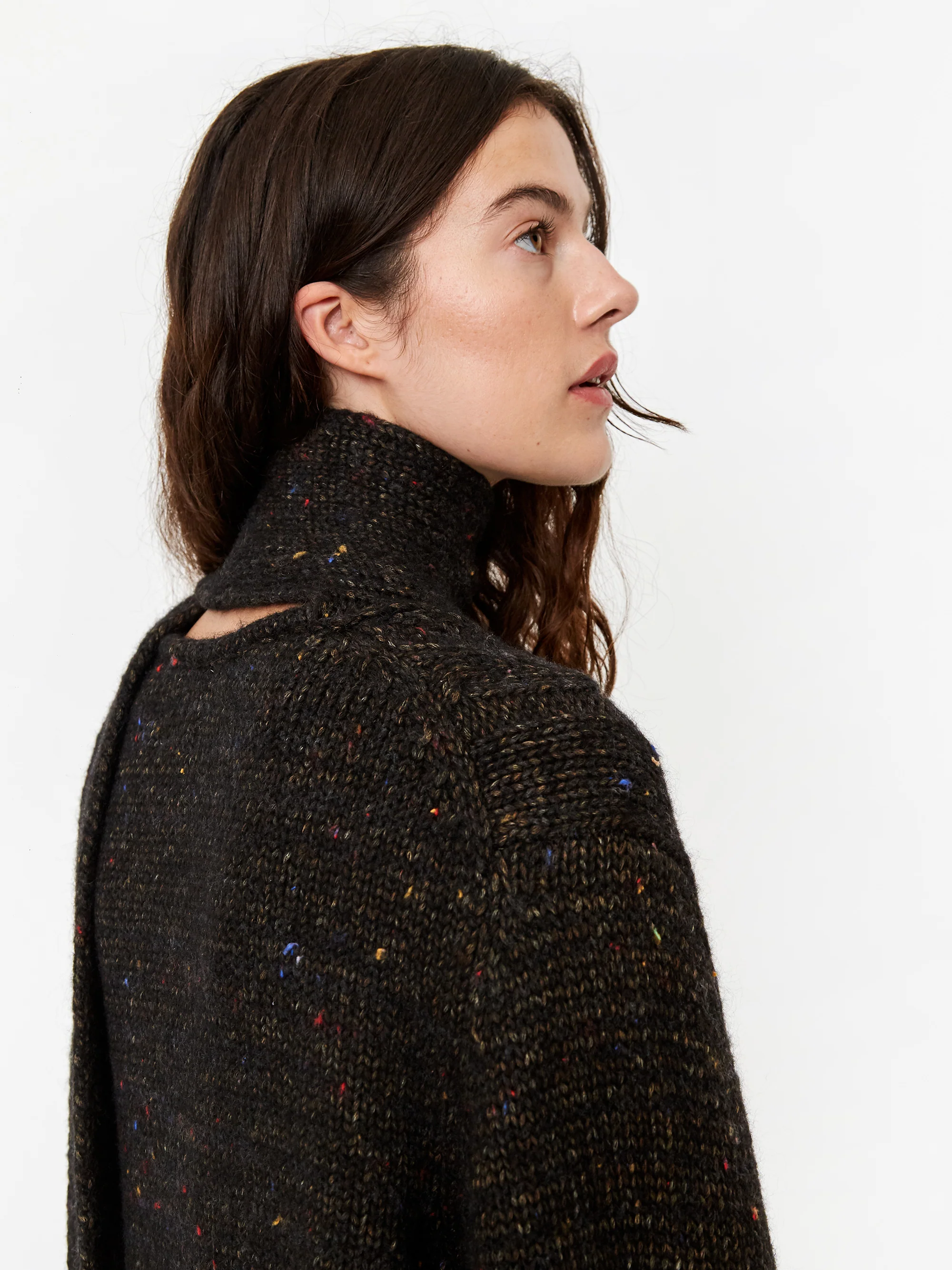 Ganni Oversize Cable Knit Jumper With Scarf - Black - Image 6