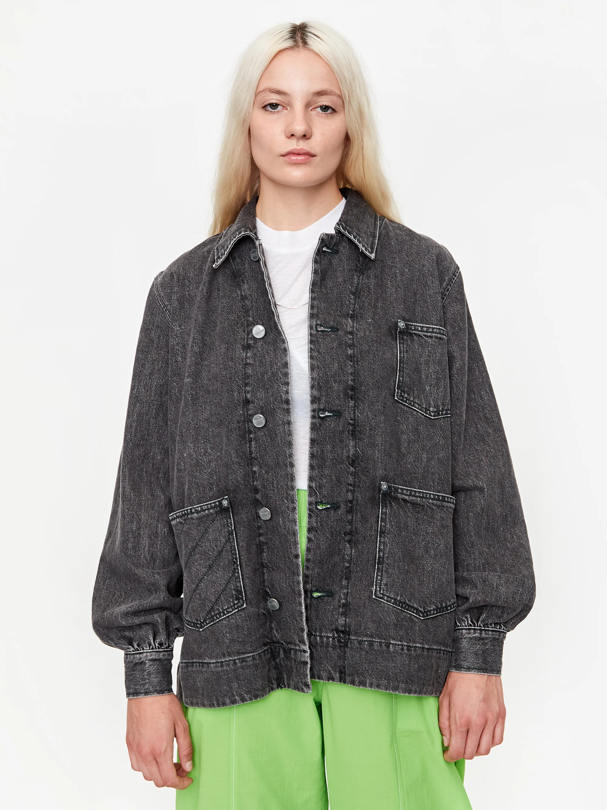 Ganni Oversize Quilt Denim Jacket - Sharkskin - Image 2