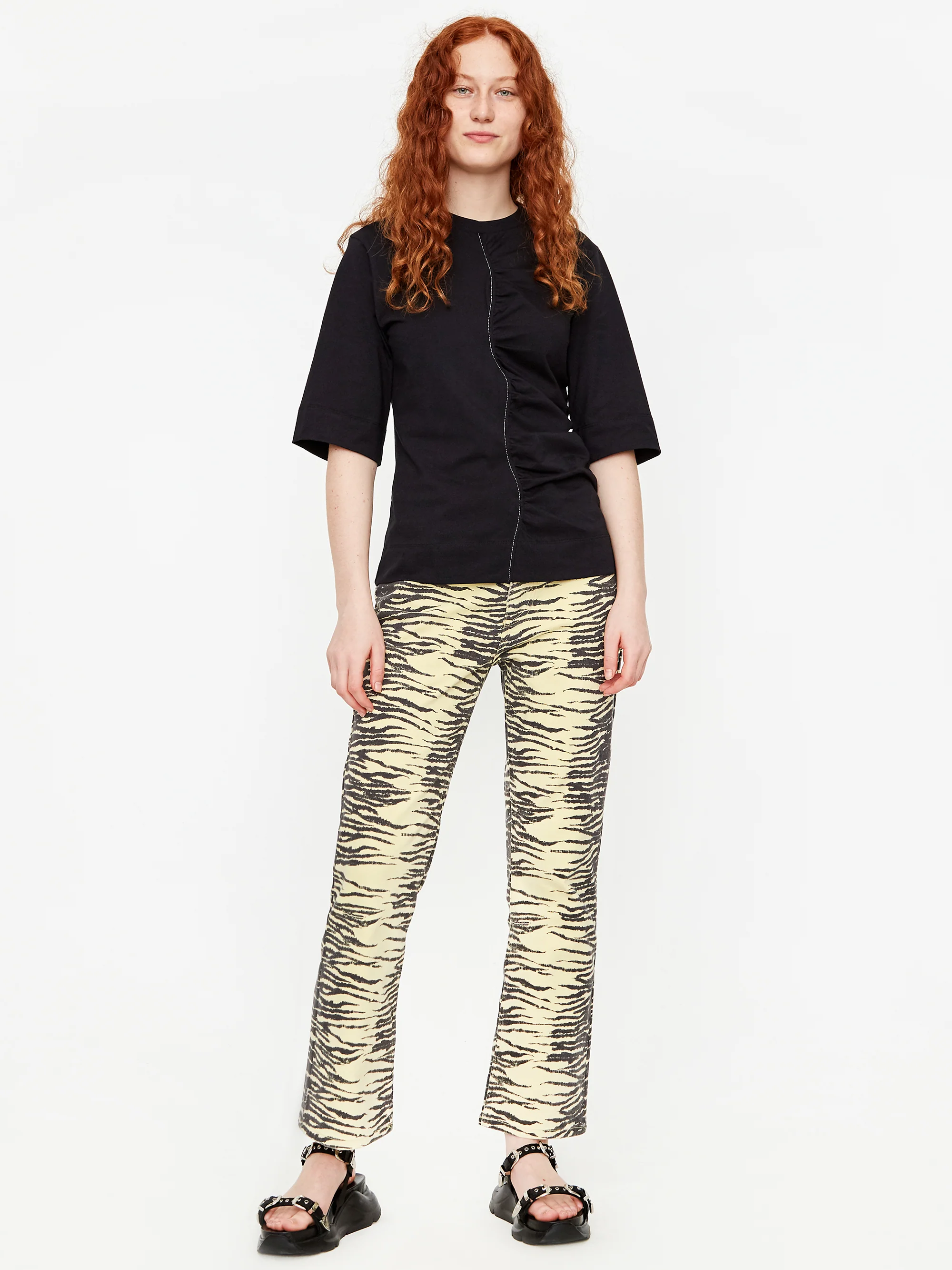 Ganni Print Denim Jean - Pale Banana - Image 3
