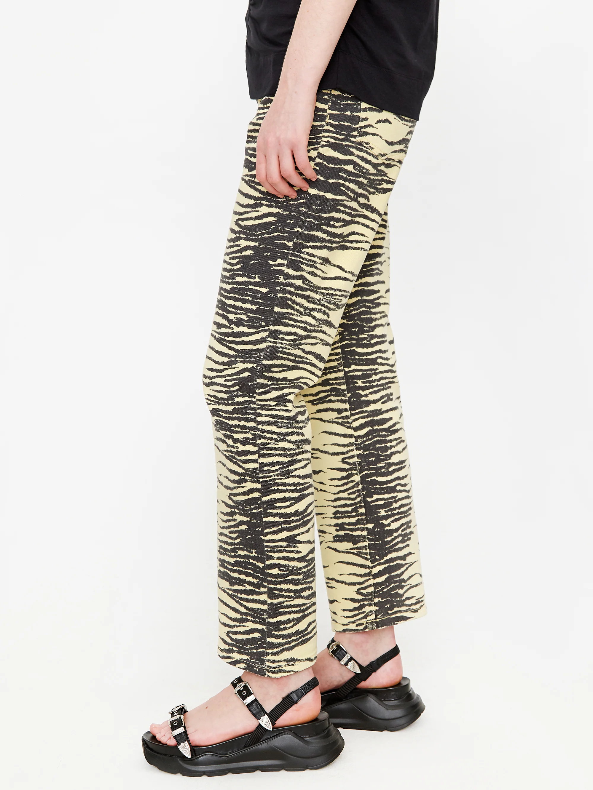 Ganni Print Denim Jean - Pale Banana - Image 4