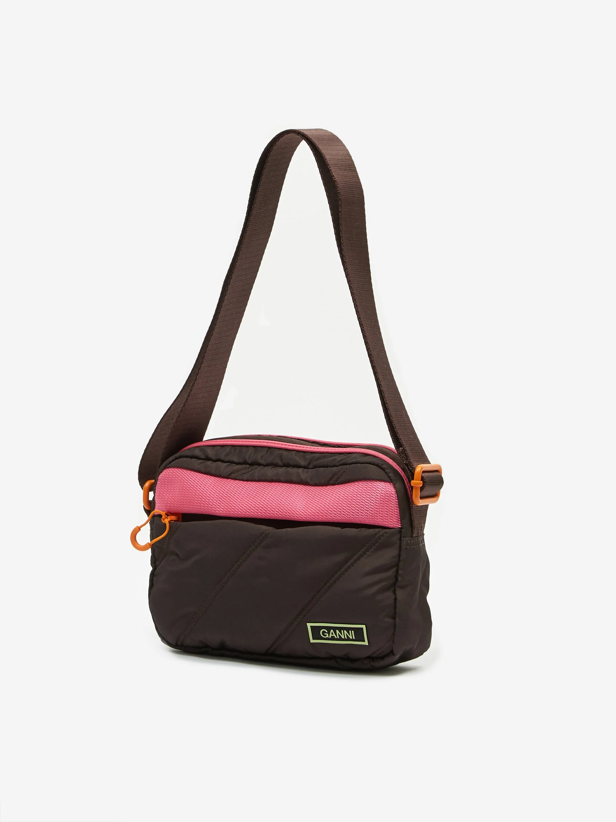 Ganni Quilted Recycled Tech Fabric Bag - Mole - Image 3