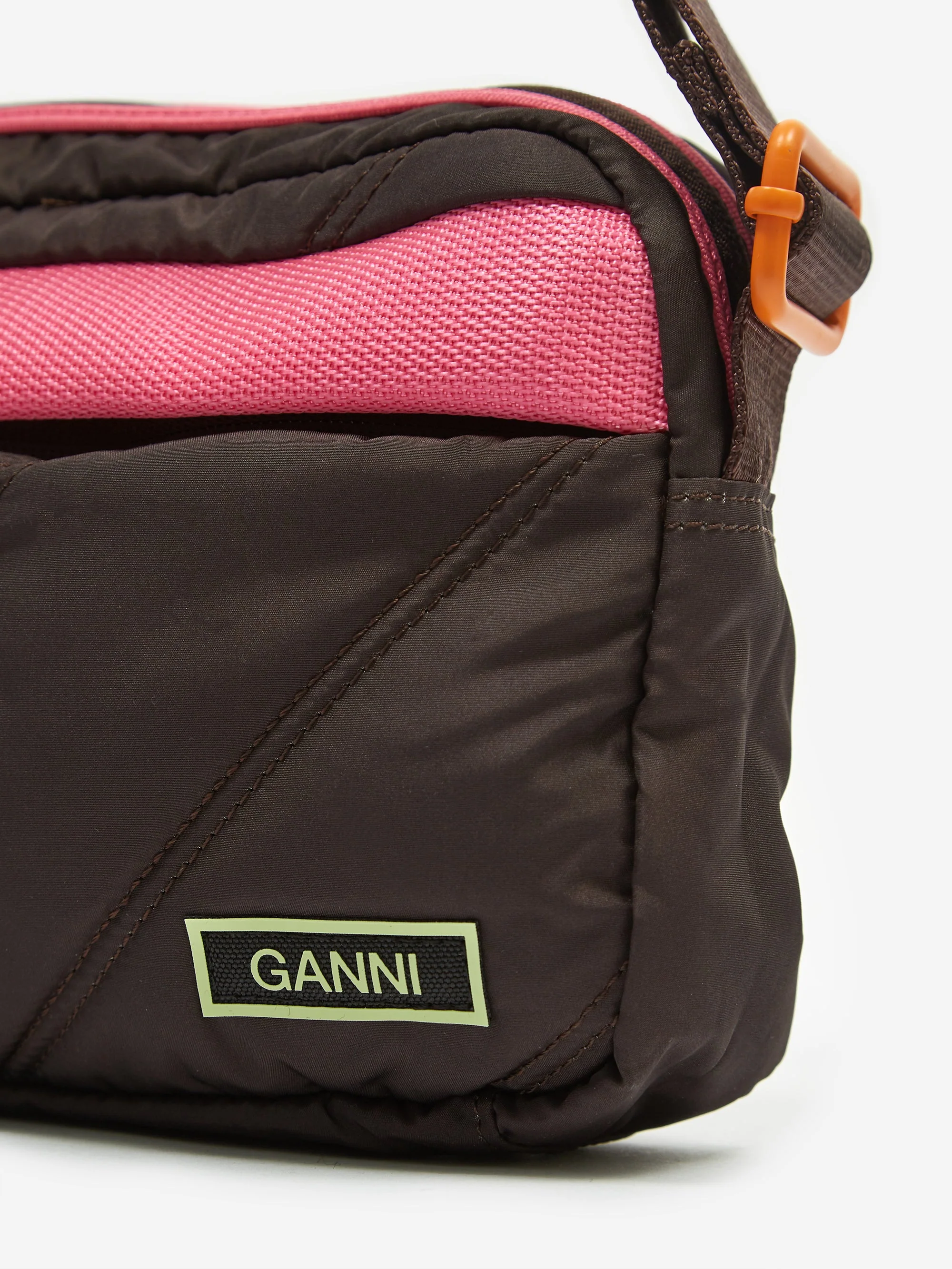 Ganni Quilted Recycled Tech Fabric Bag - Mole - Image 4