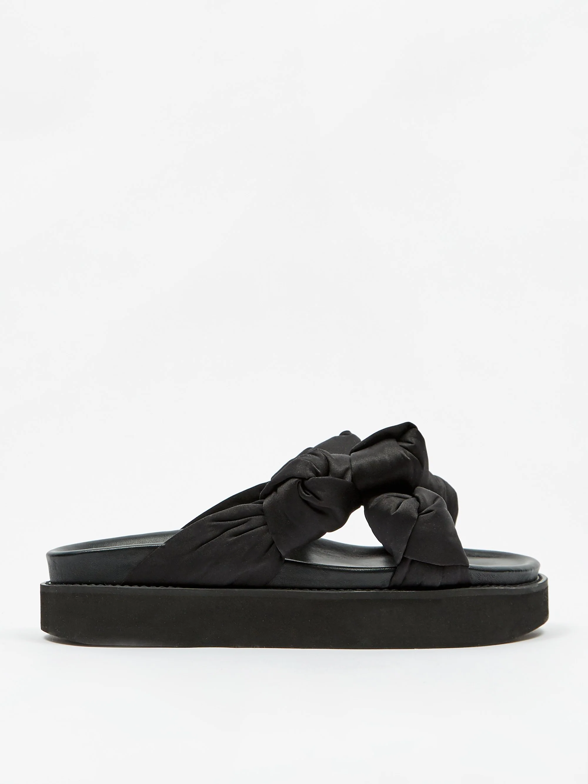 Ganni Recycled Satin Mid Knotted Sandal - Black