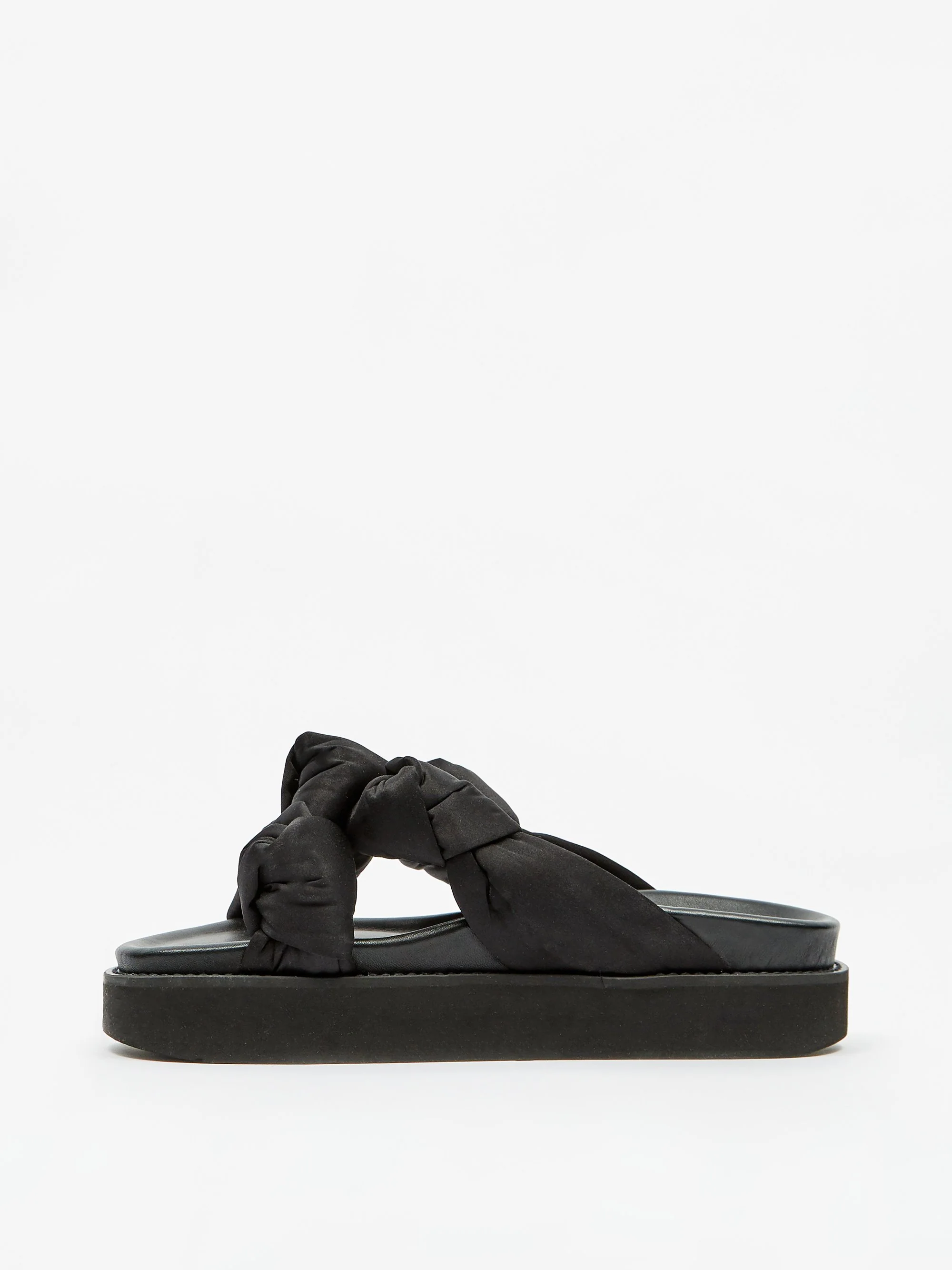 Ganni Recycled Satin Mid Knotted Sandal - Black - Image 3