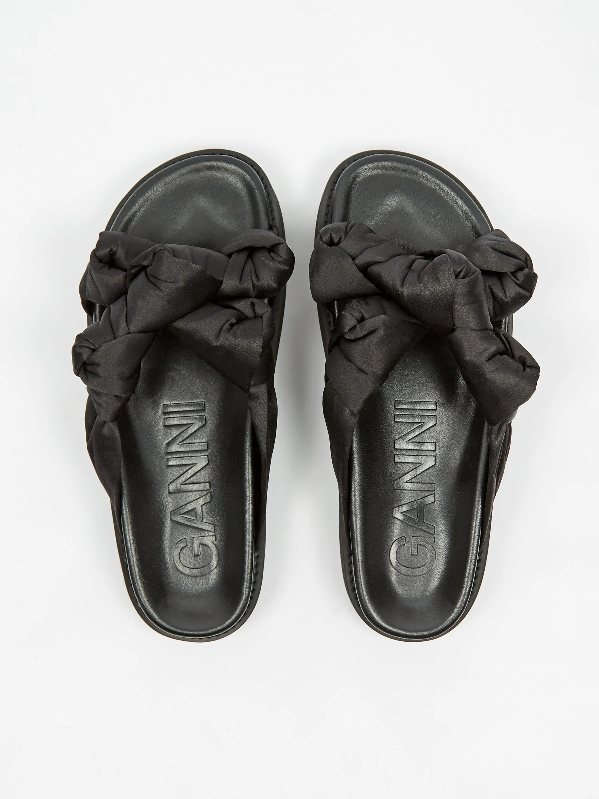 Ganni Recycled Satin Mid Knotted Sandal - Black - Image 6