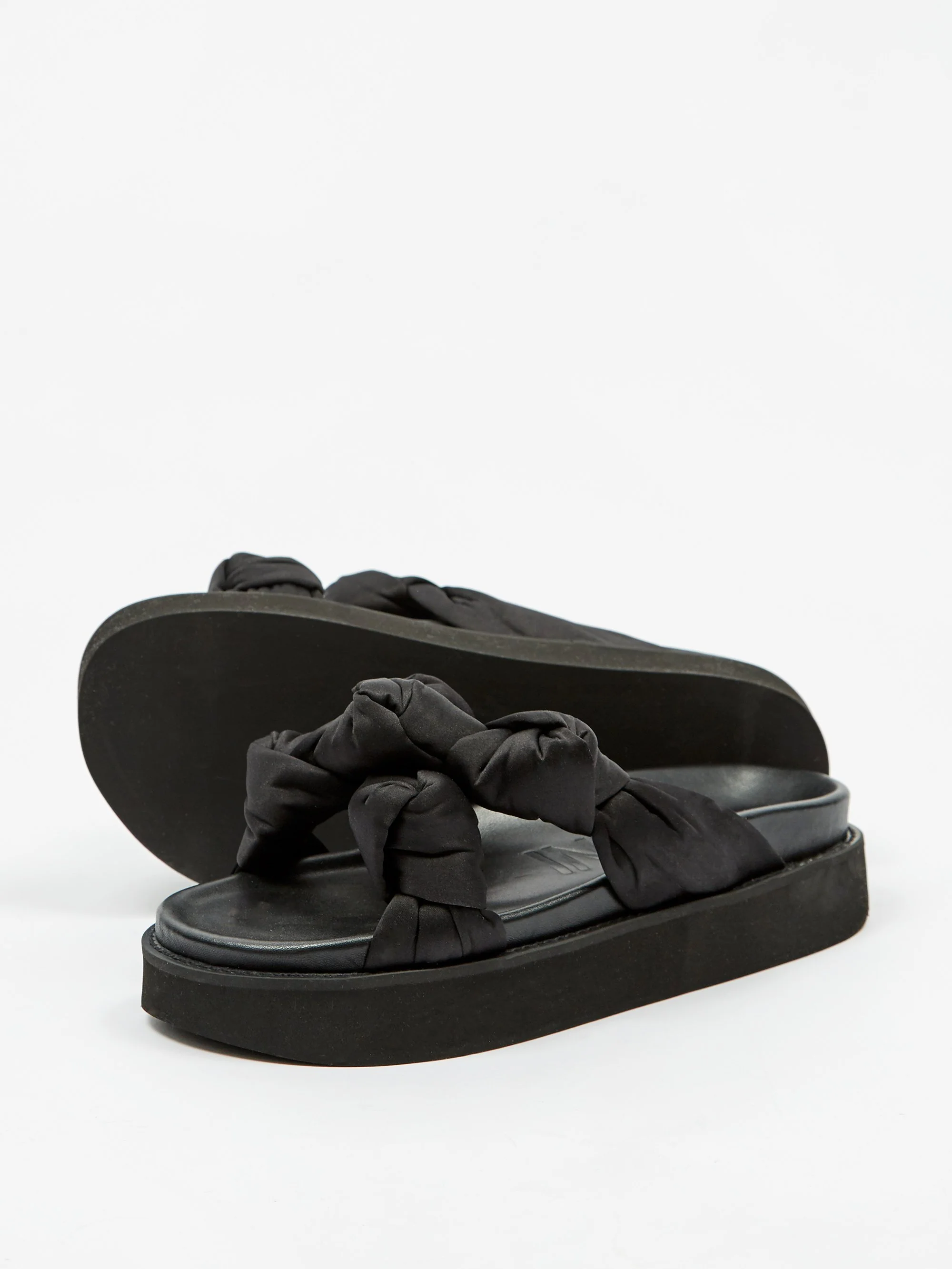 Ganni Recycled Satin Mid Knotted Sandal - Black - Image 7