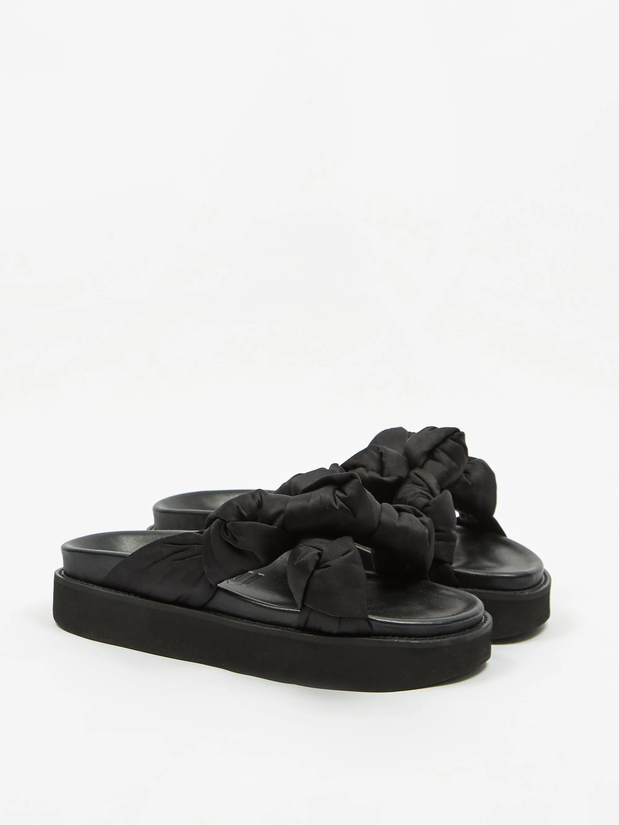 Ganni Recycled Satin Mid Knotted Sandal - Black - Image 8