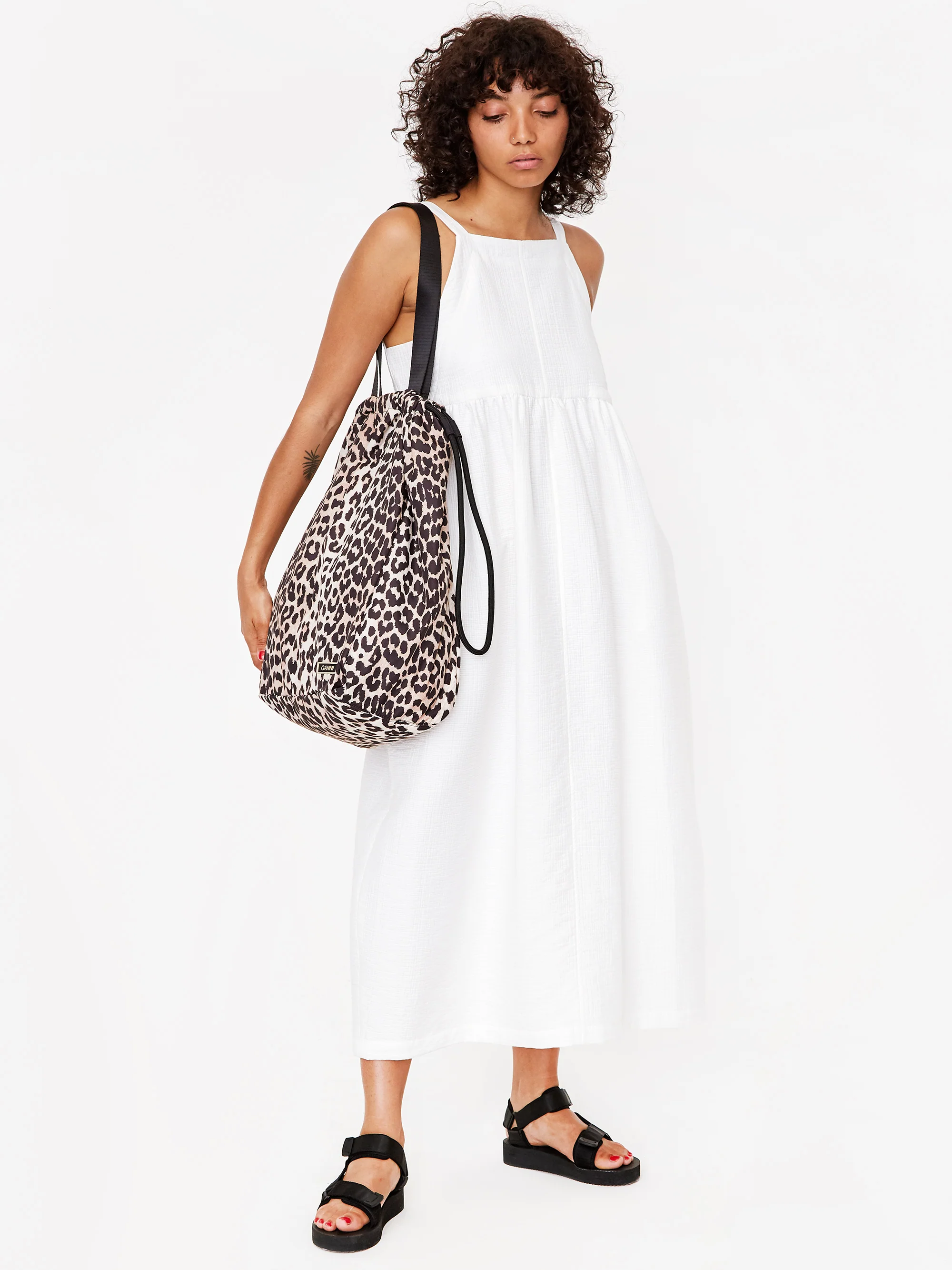 Ganni Recycled Tech Fabric Tote Bag - Leopard - Image 7