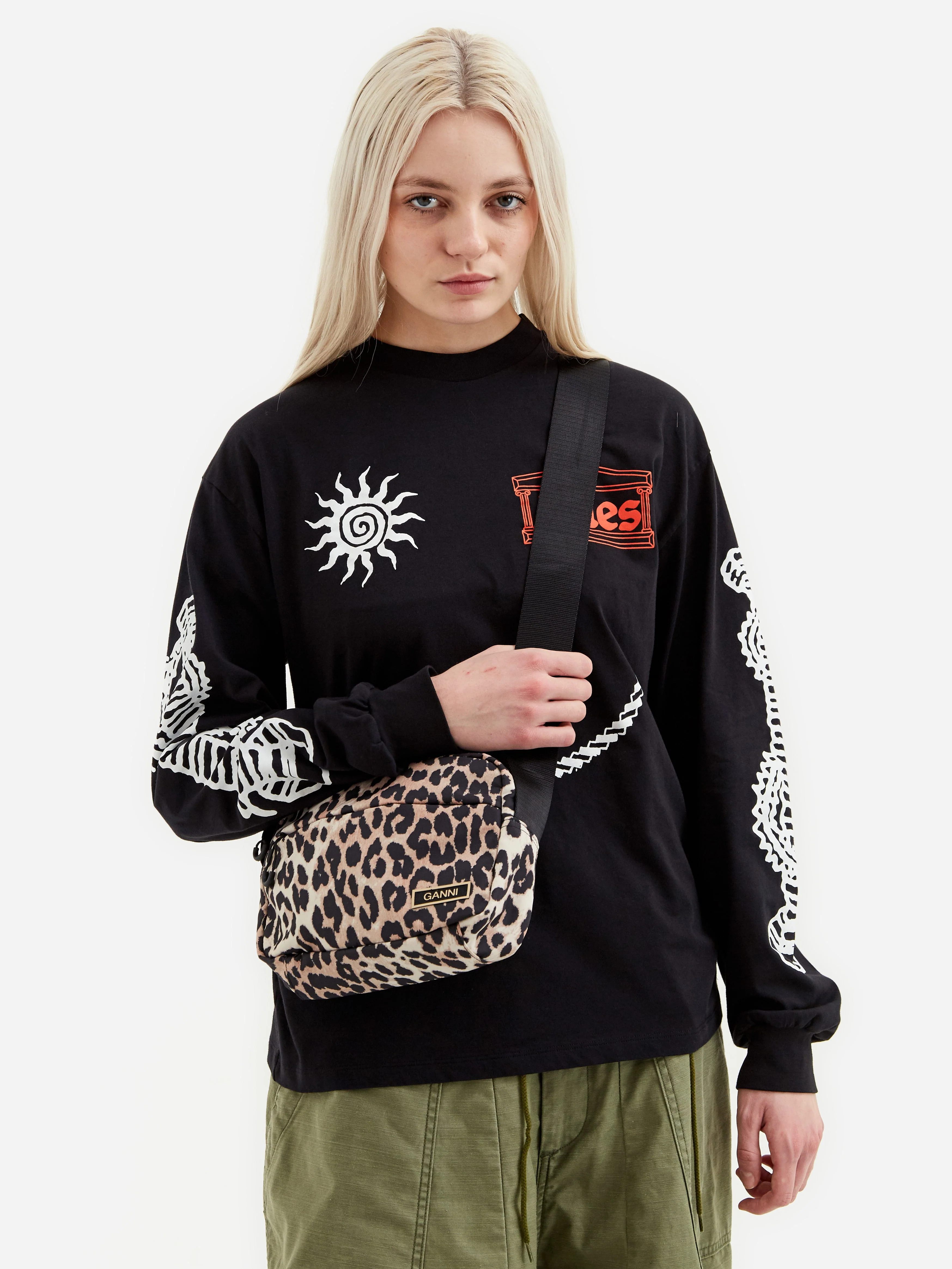 Ganni Recycled Tech Festival Bag - Leopard - Image 7